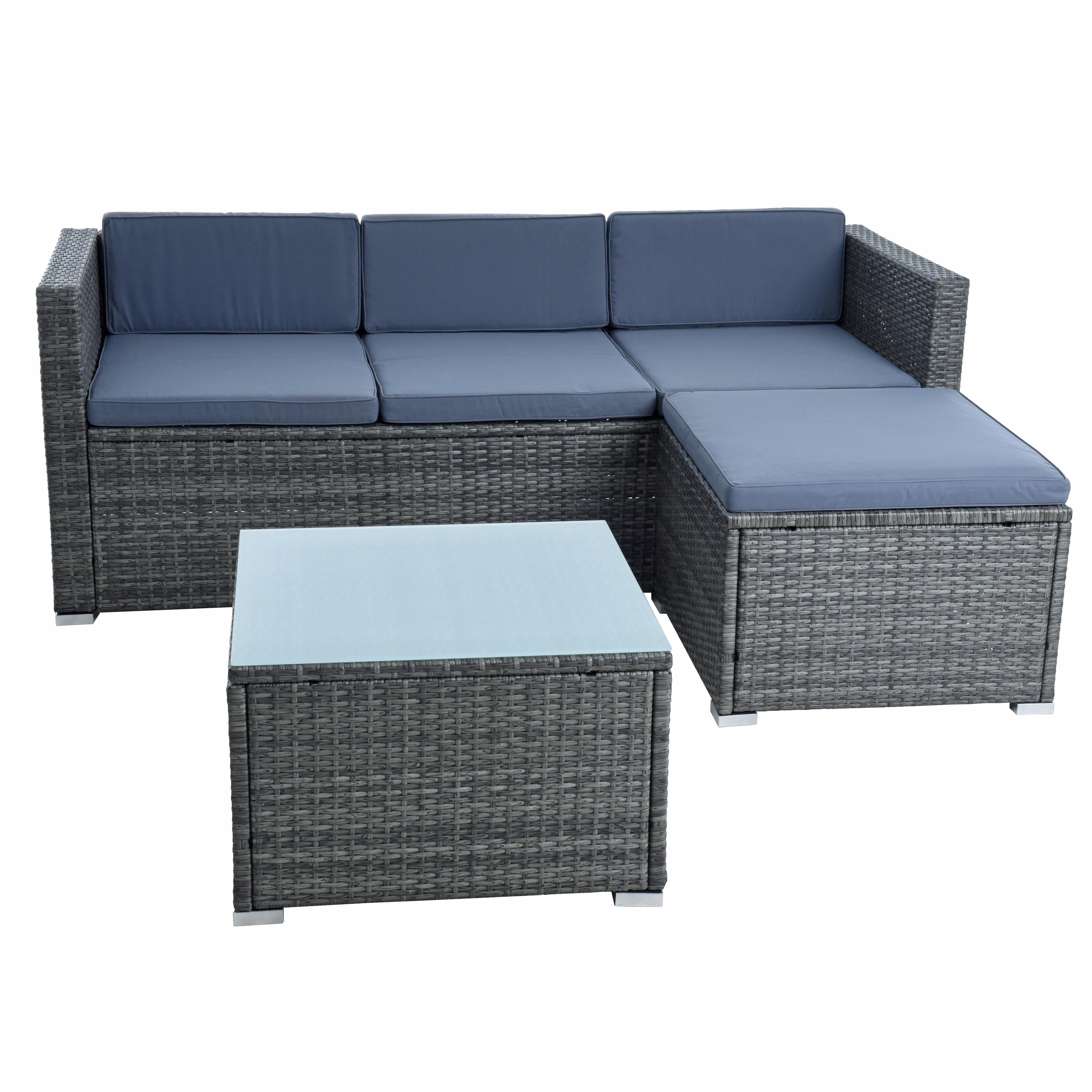 ESTEXO Sitzgruppe Rattan Lounge Gartenmöbel Set Sofa Couch 3-Sitzer Rattanmöbel Grau