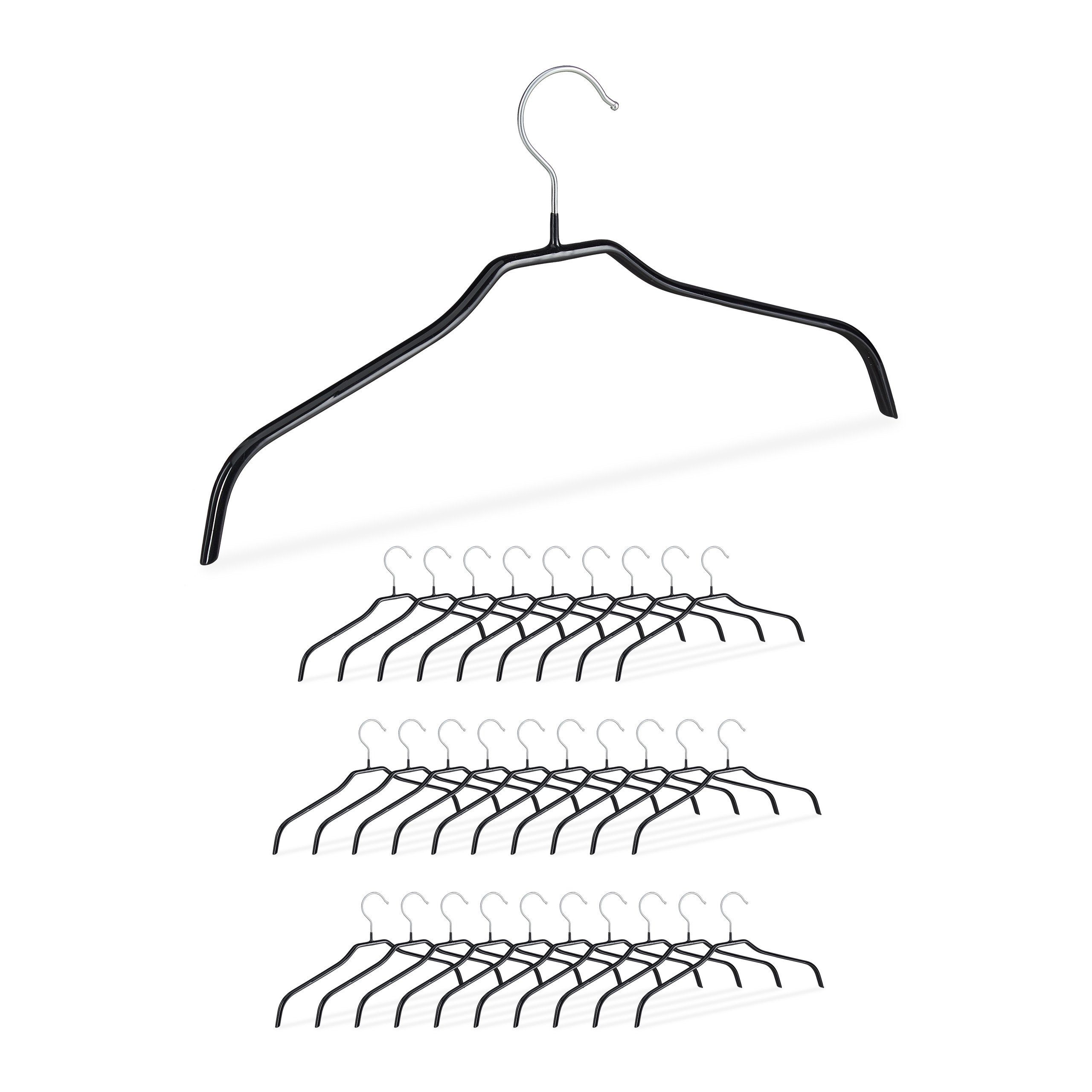 relaxdays Kleiderbügel Rutschfeste Kleiderbügel Set schwarz, (30er Set, 30- günstig online kaufen