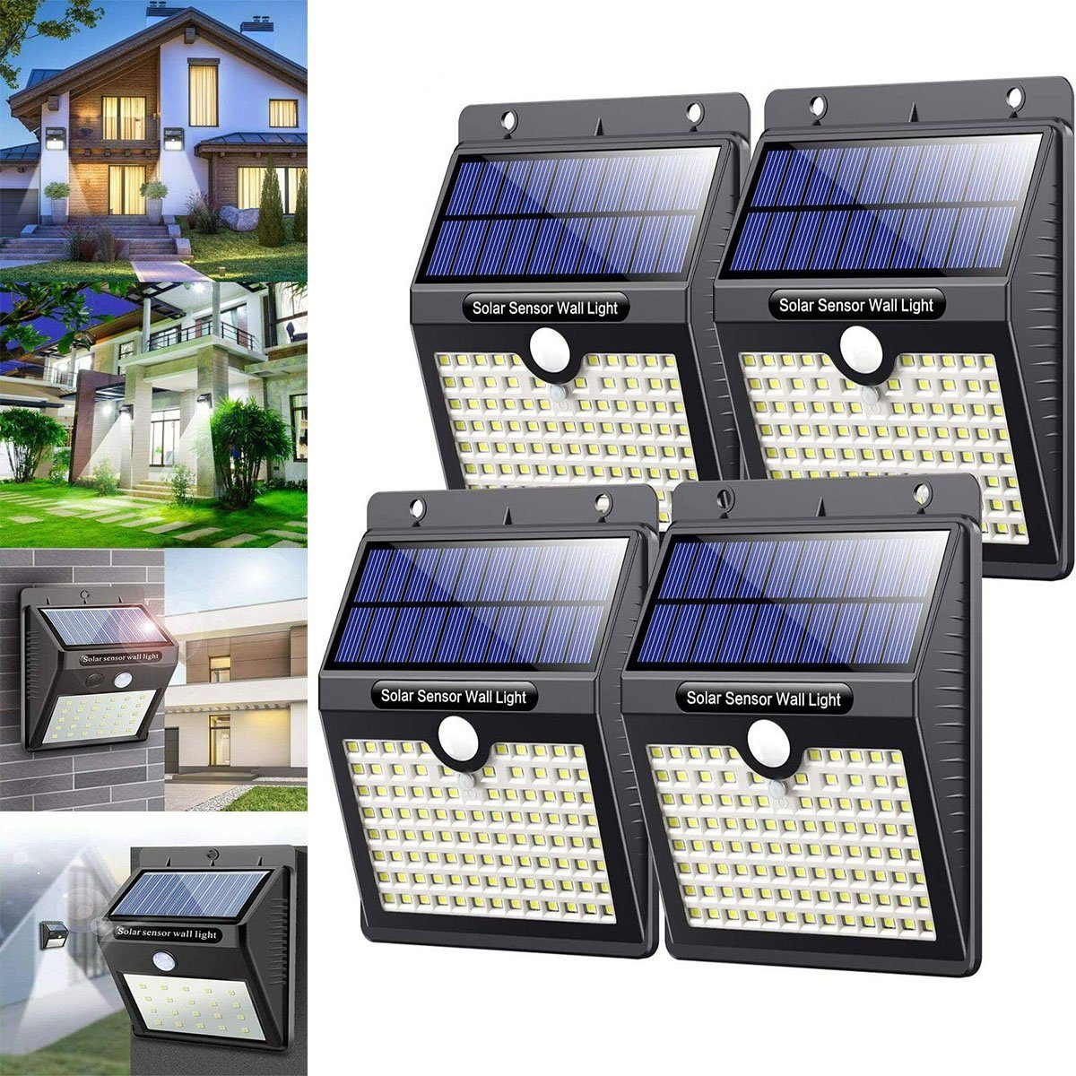 oyajia LED Solarleuchte 4x LED Solarlampe mit Bewegungsmelder