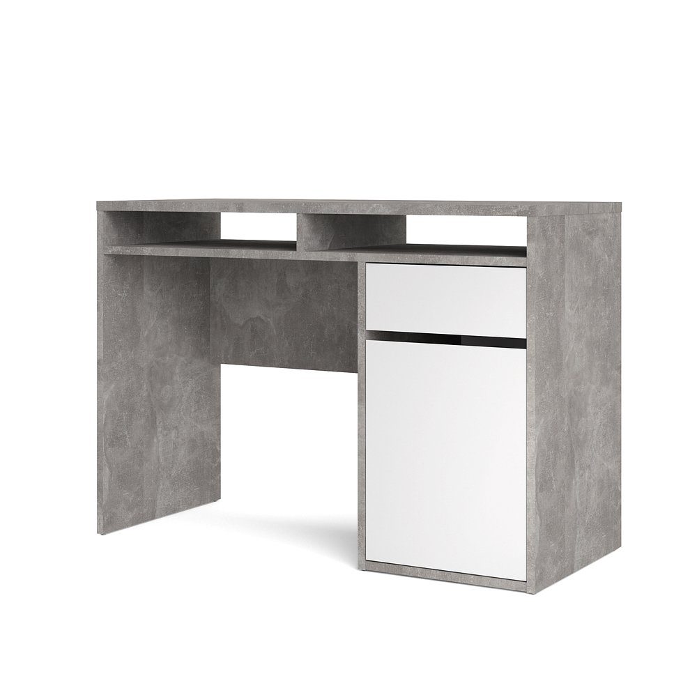 Plus Weiß ebuy24 mit Schreibtisch Schreibtisch 1 1 2 Schublade und Reg Tür,