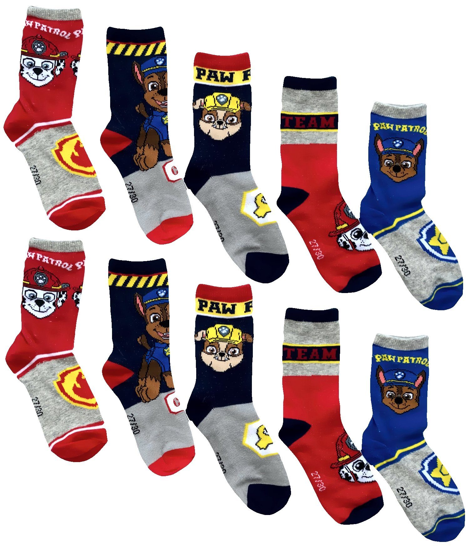 PAW PATROL Freizeitsocken 5x Paw Patrol Jungensocken Kinderstrümpfe Kniesocken Socken für Kinder Gr. 23 24 25 26 27 28 29 30 31 32 33 34