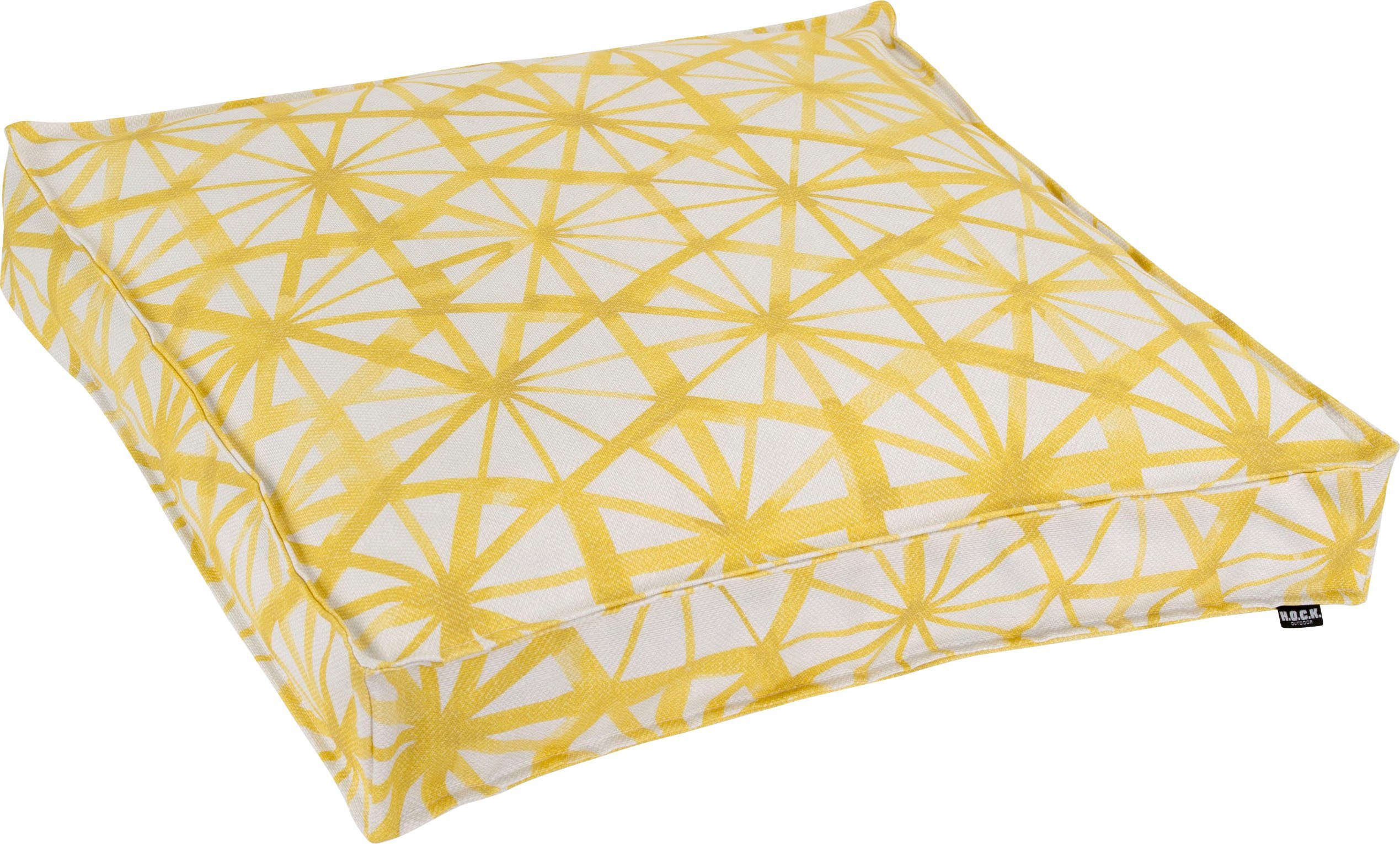 H.O.C.K. Bodenkissen Kami, mit geometrischen Muster gelb