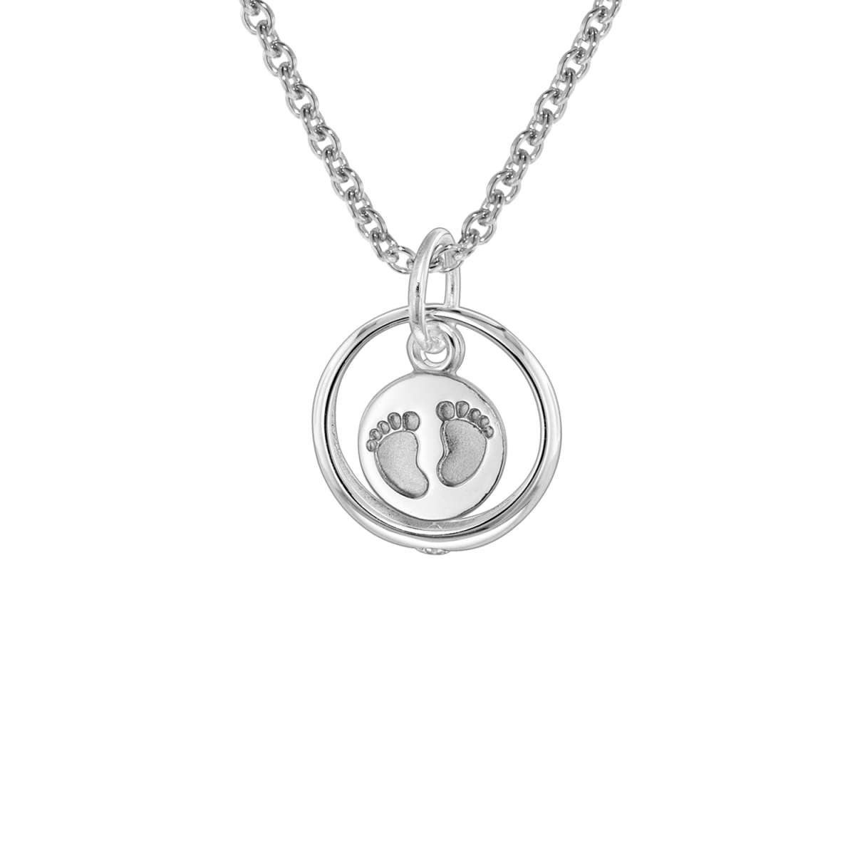 trendor Kette mit Anhänger 08467, Taufkette 925 Silber Taufring mit Babyfüße