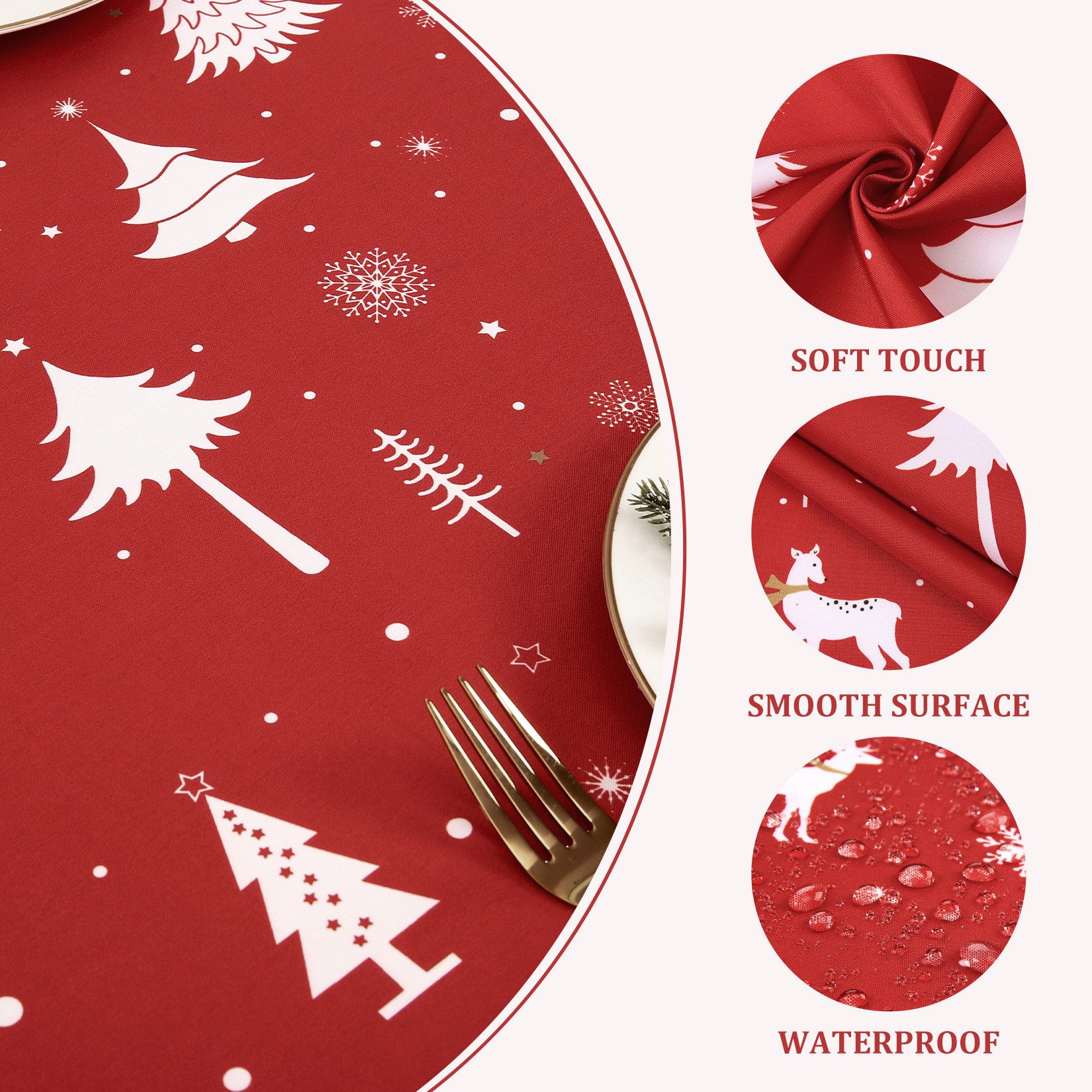 GarveeMore Tischdecke Weihnachtstischdecken Waschbare Tischdecke Schmutzabw günstig online kaufen