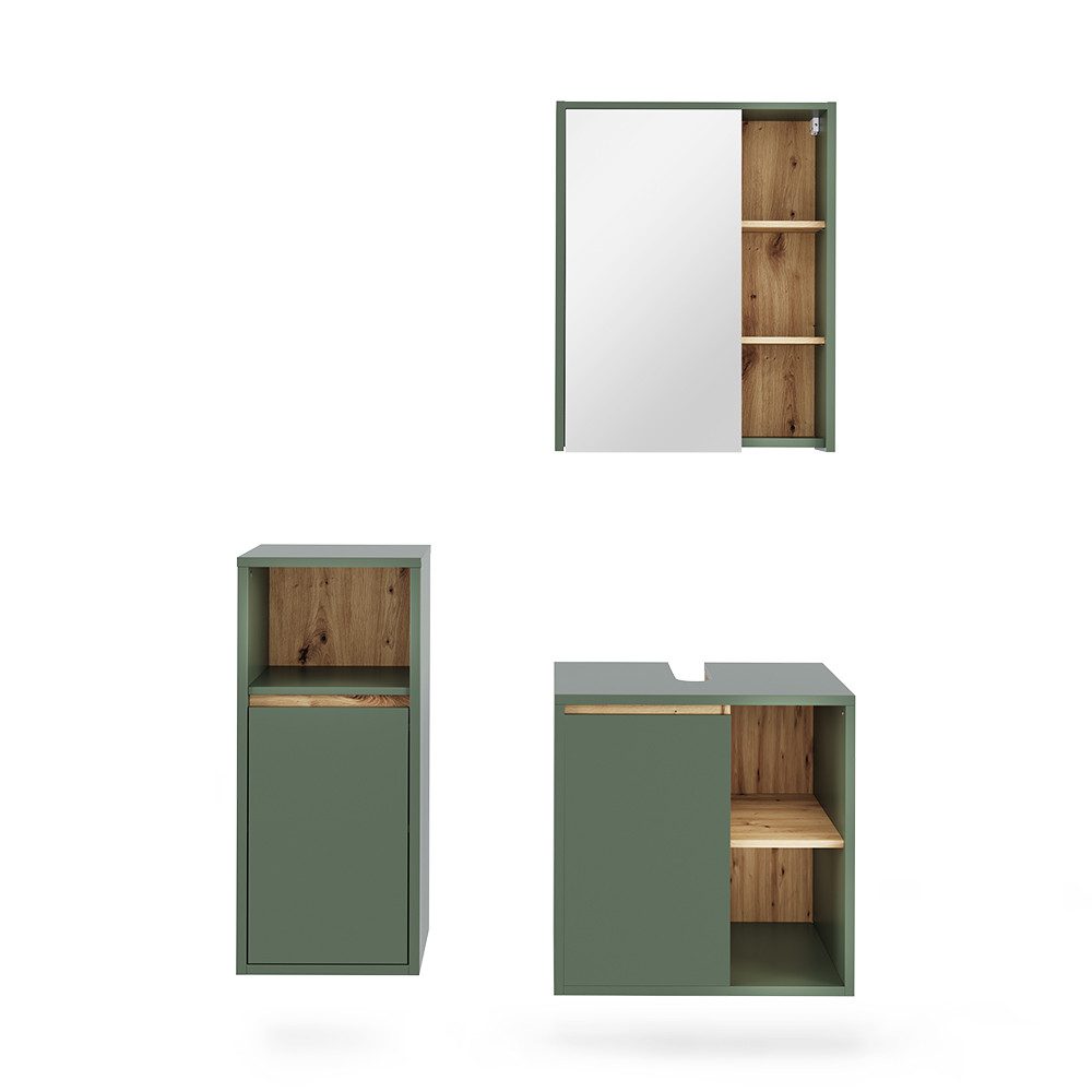 Vicco Badmöbel-Set Viola, Grün/Artisan, 3 Teile, günstig online kaufen
