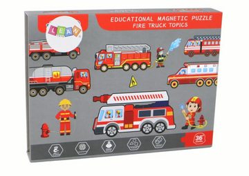 LEAN Toys Puzzle Magnetisches Truck LKW Puzzle Puzzlematte Kinderpuzzle Puzzlebrett, Puzzleteile