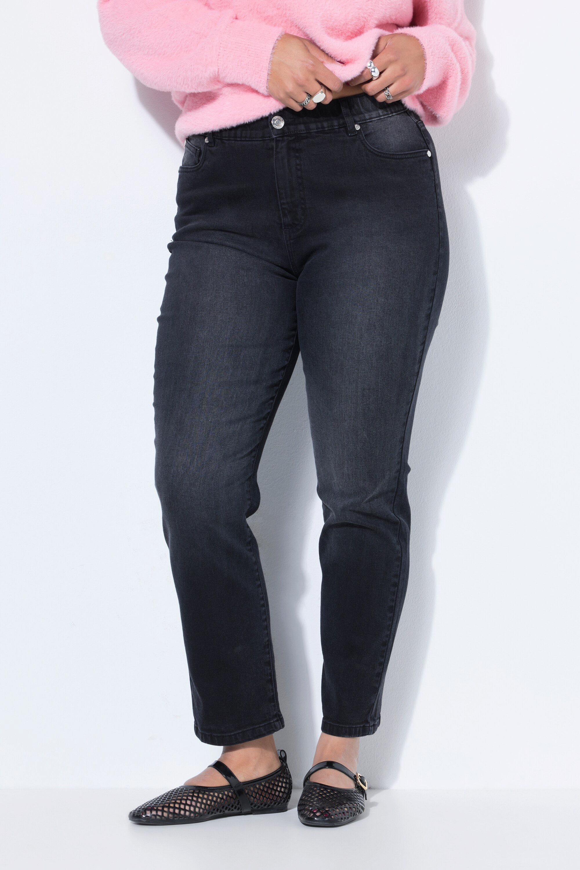 Studio Untold Regular-fit-Jeans Mom-Jeans Black Denim 5-Pocket