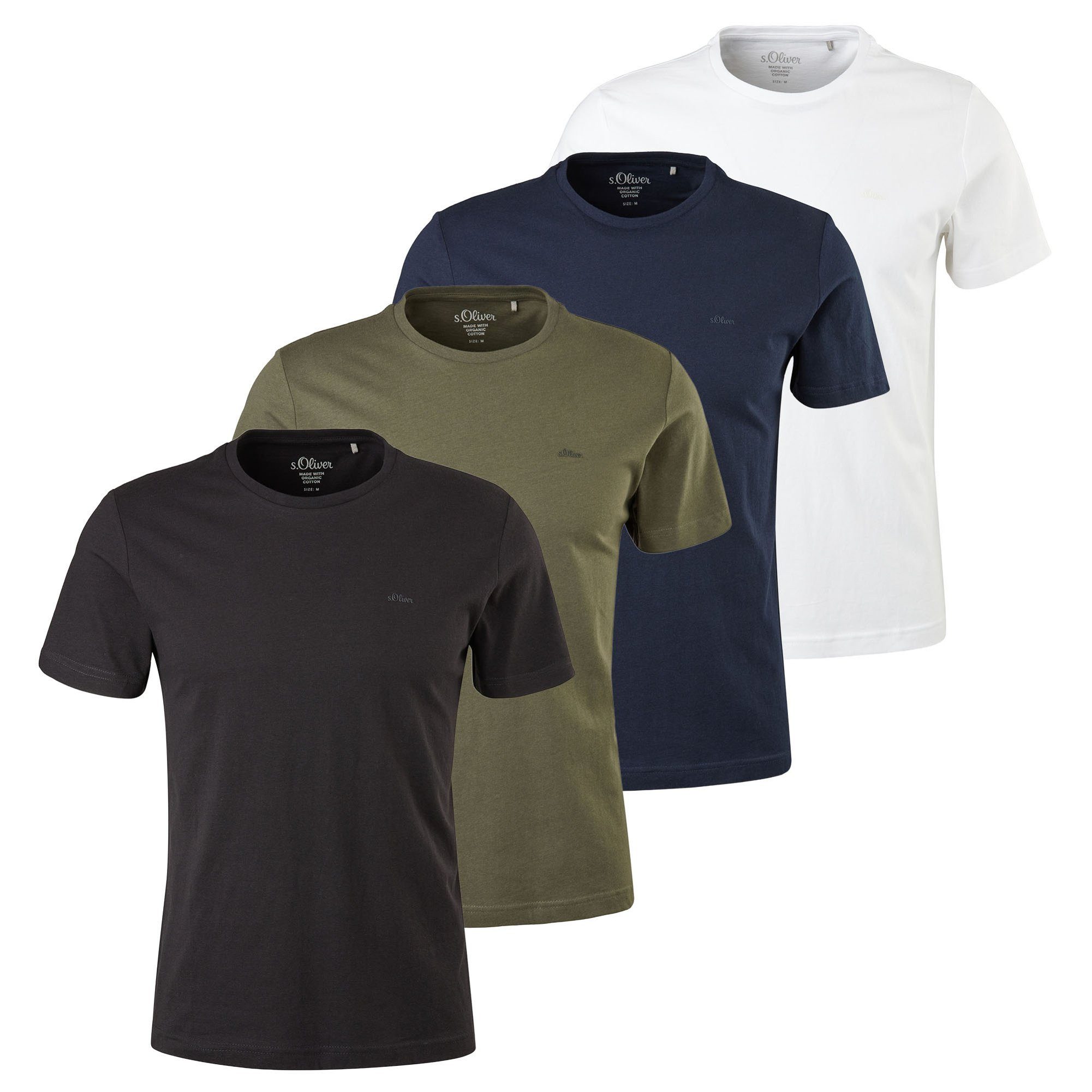 T-Shirt Herren T-Shirt 4er Pack Baumwolle Basic T-Shirt