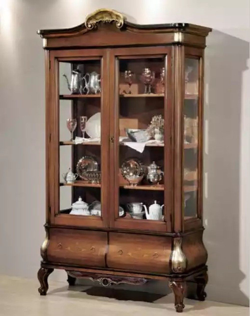 Vitrine Elegante Vitrine - Stilvoller Schrank aus Holz und Glas