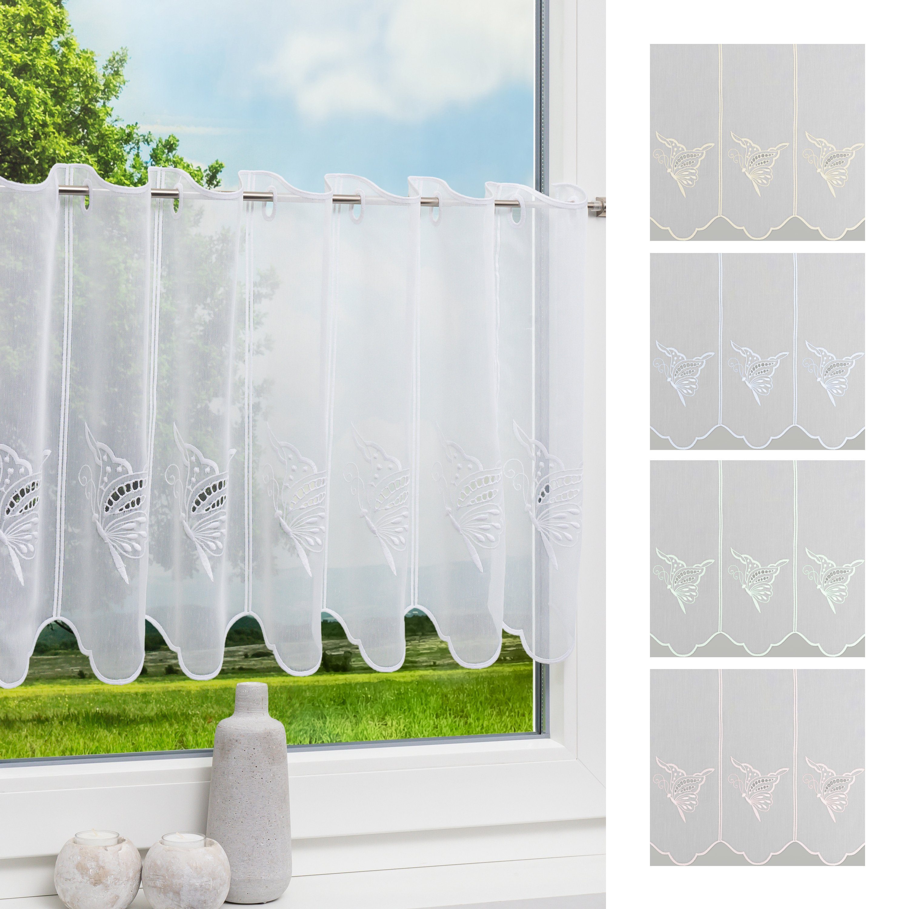 Scheibengardine Schmetterlingstraum, LYSEL®, (1 St), transparent, HxB 45x49.5cm | Scheibengardinen