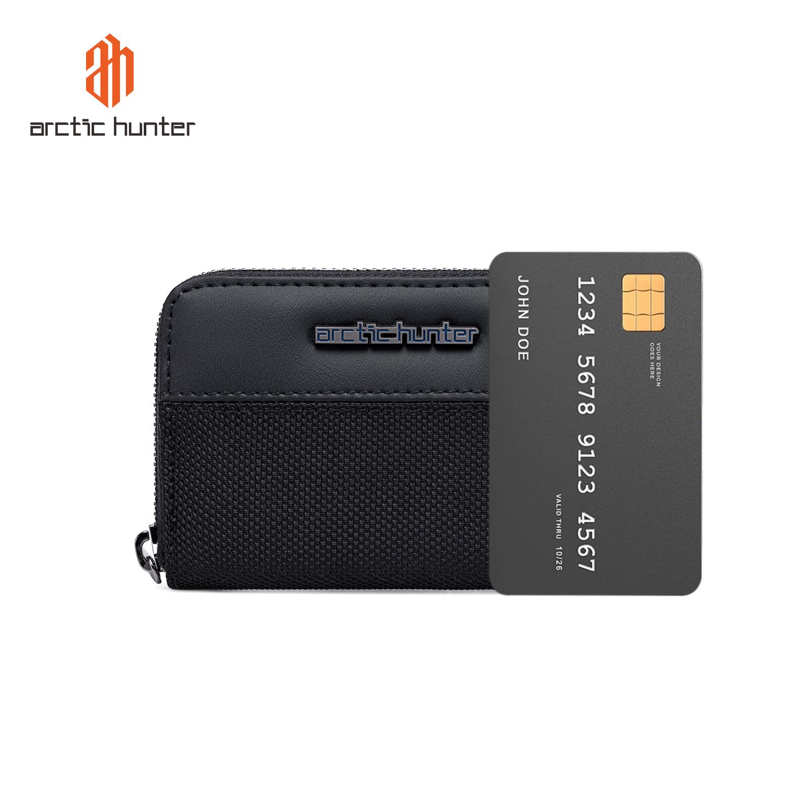 Arctic Hunter Geldbörse Arctic Hunter RFID Geldbörse Herren Damen, Kartenetui, mit Reißverschluss, Slim Wallet, 10 Kartenfächer, Schwarz – Bild 4 von 5
