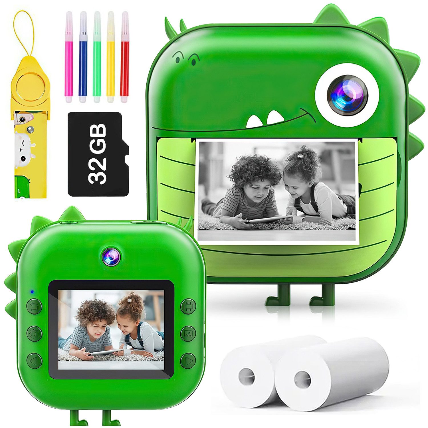 Kinderkamera Digitalkamera für Kinder mit Druckpapier & 32G TF Karte Kinderkamera