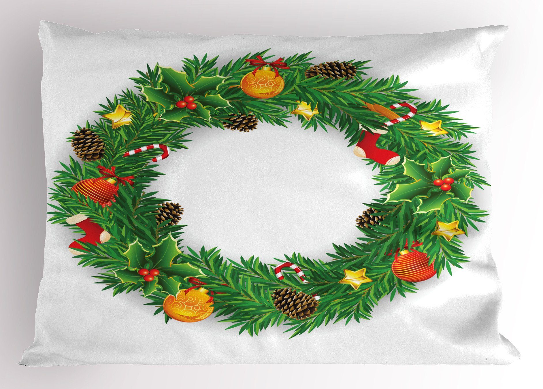 Kissenbezüge Dekorativer Standard King Kranz Weihnachten (1 Evergreen Stück), Gedruckter Size Kunst Kissenbezug, Abakuhaus