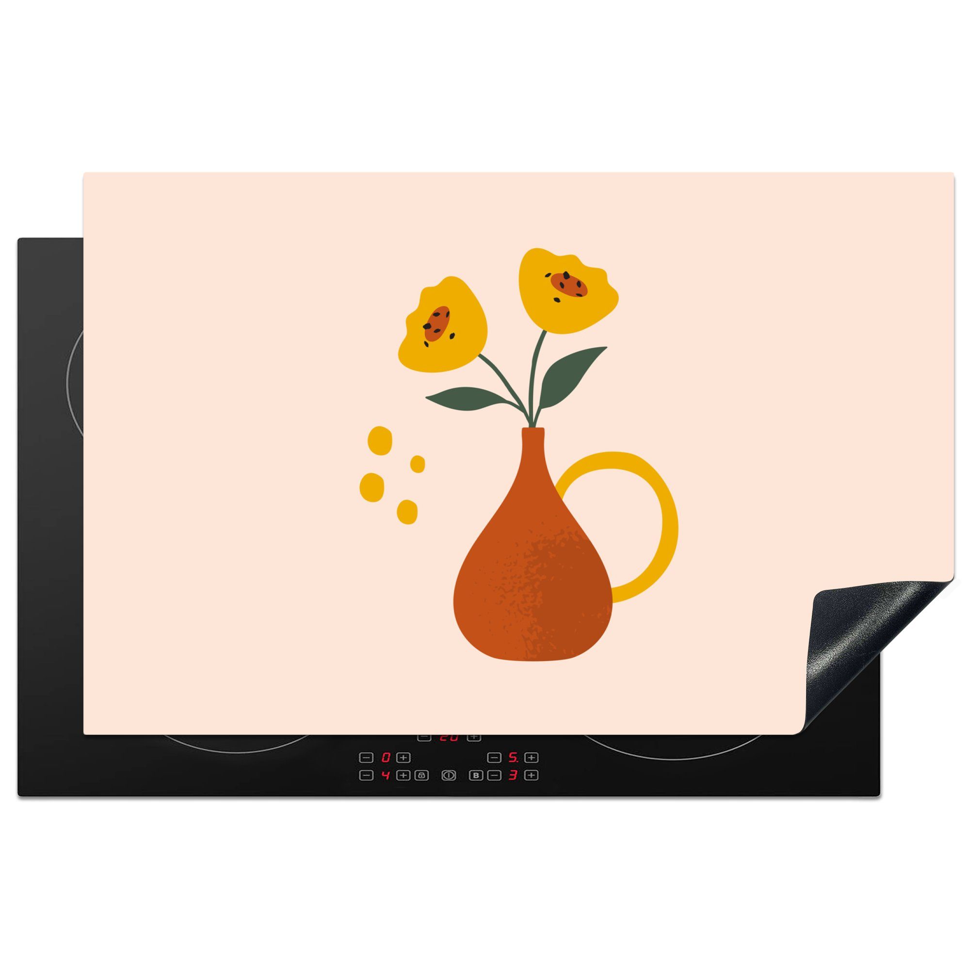 MuchoWow Herdblende-/Abdeckplatte Blumen - Mohnblumen - Sommer, Vinyl, (1 tlg), 81x52 cm, Induktionskochfeld Schutz für die küche, Ceranfeldabdeckung