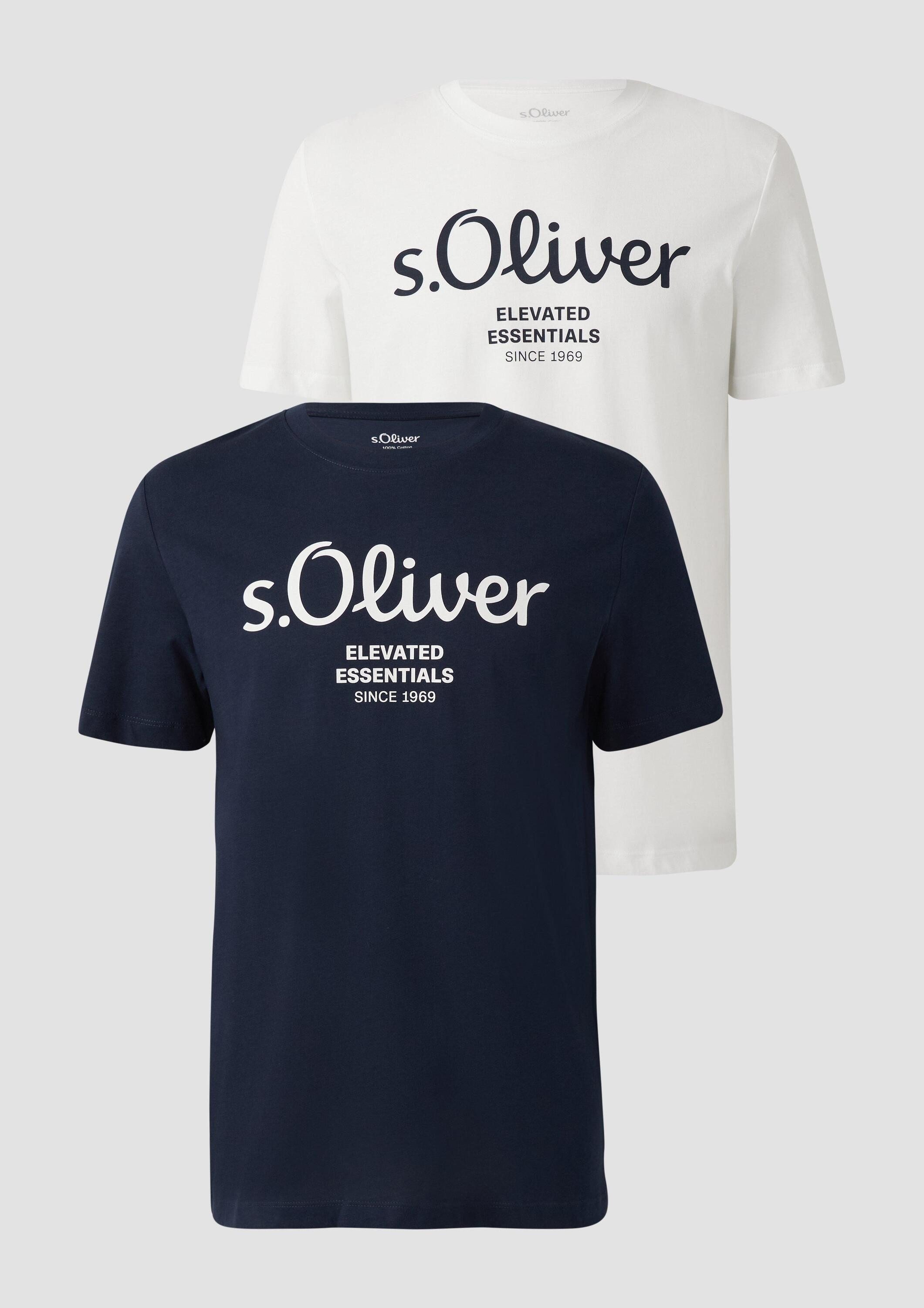 s.Oliver Kurzarmshirt T-Shirt 2er-Pack Jersey-T-Shirt mit Kurzarm und Rundhalsausschnitt