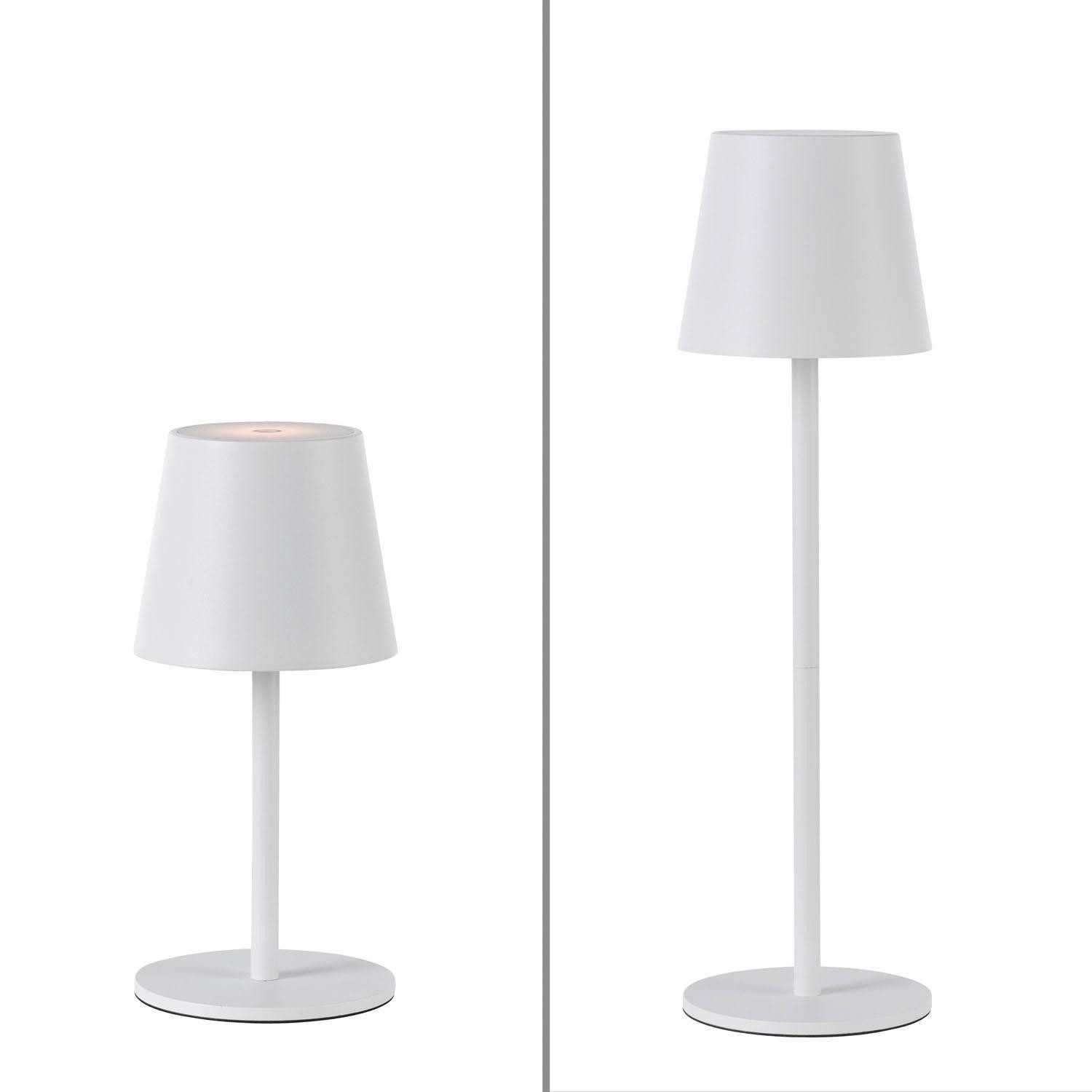 JUST LIGHT LED Außen-Tischleuchte EURIA, H 23 cm, 1-flammig, Weiß, Eisen, Dimmfunktion, Memoryfunktion, LED fest integriert, Extra-Warmweiß, Akkubetrieben, mit USB-Ladekabel