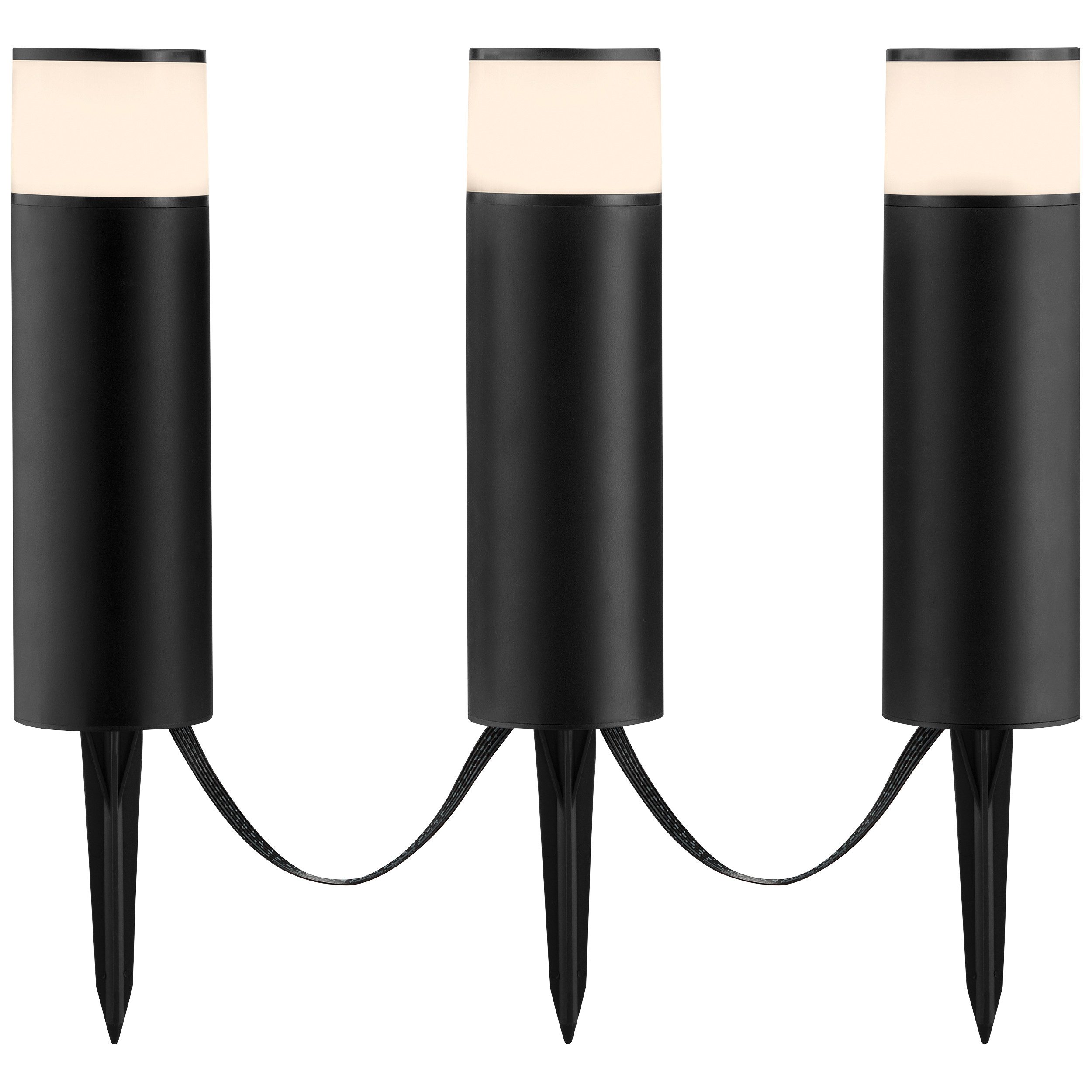 Brilliant LED Gartenleuchte Dody, Bluetooth, Dimmfunktion, Farbwechsel, RGB, LED fest integriert, warmweiß - kaltweiß, LED Gartenspieß 3er Set, dimmbar, RGB, CCT, IP44, App steuerbar