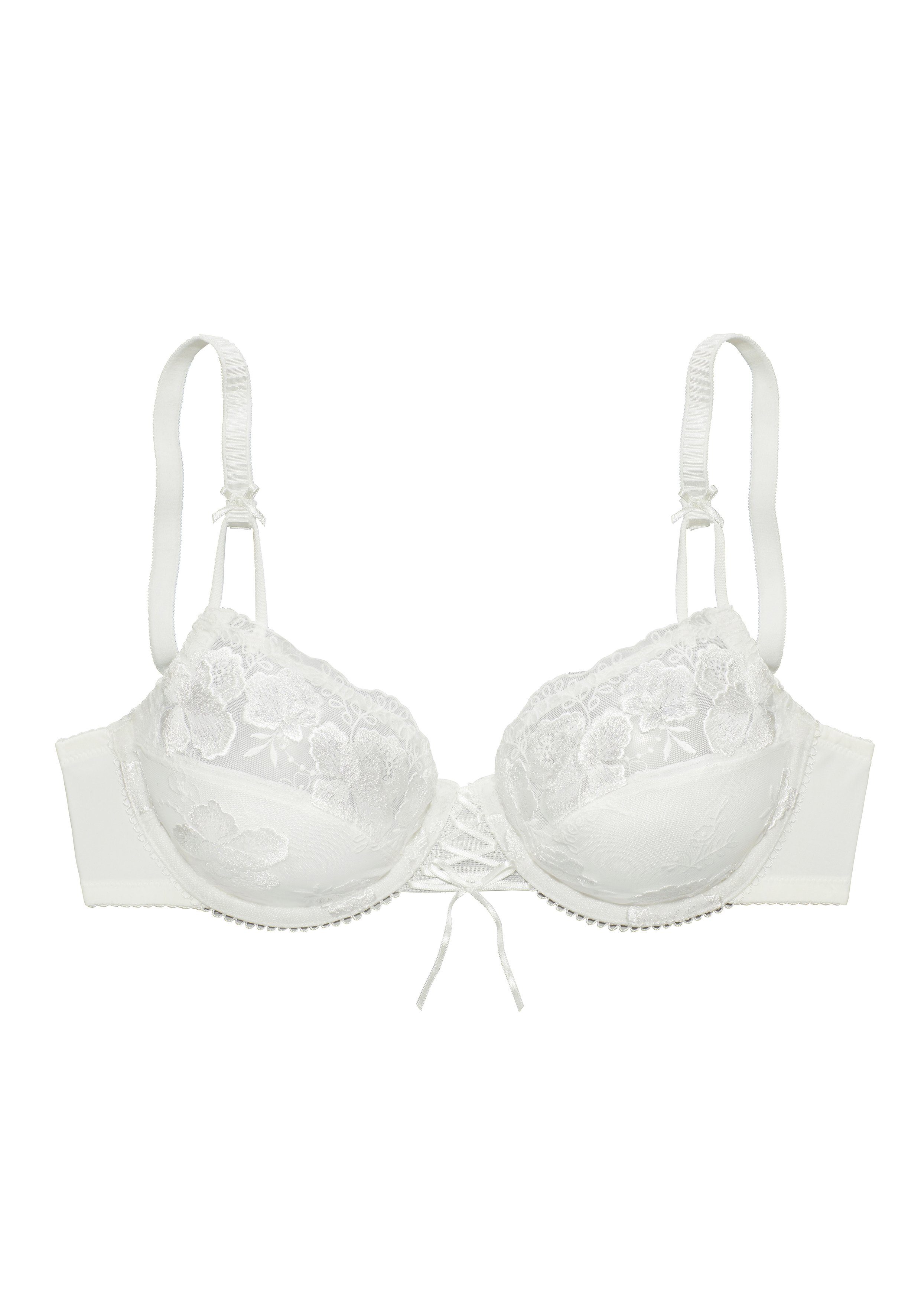 Nuance by Lascana Bügel-BH, BH mit Bügel, Spitzen-BH, als Dessous-Set kombinierbar mit floraler Stickereispitze und edler Schnürung, sexy Dessous – Bild 2 von 5
