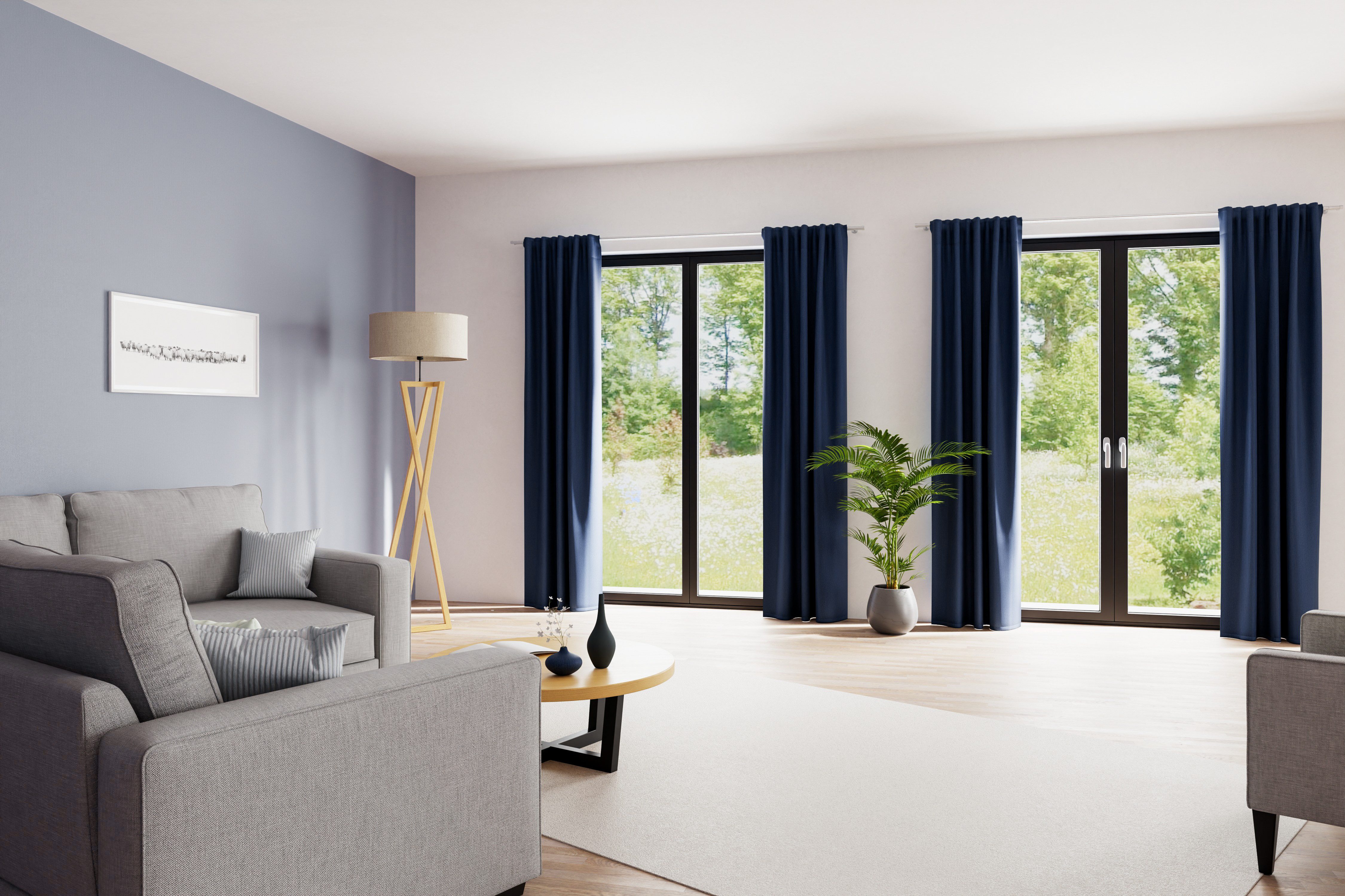 Bricoflor Verdunkelungsvorhang mit Verdeckten Schlaufen Galdin Blau günstig online kaufen