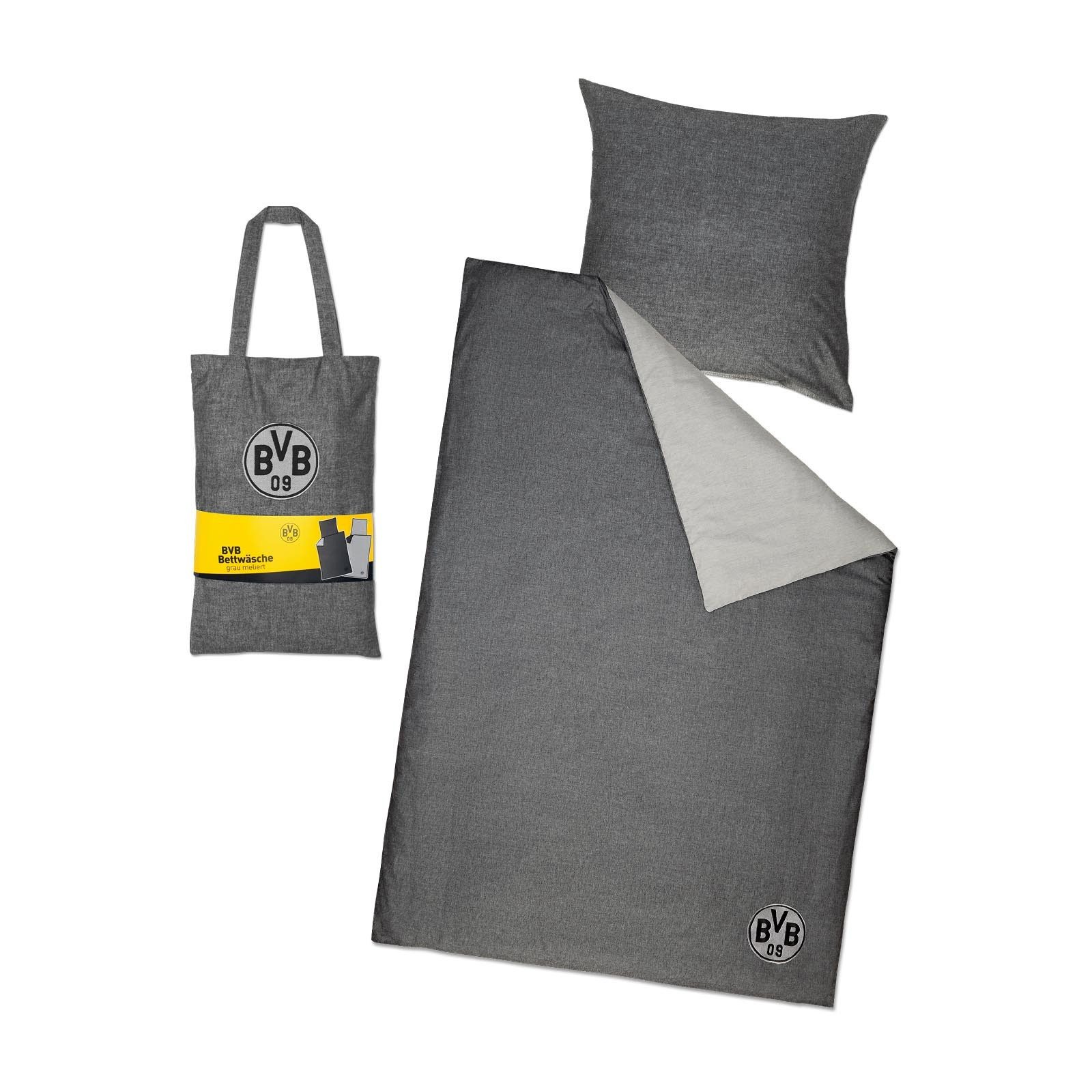 BVB Bettwäsche BVB Bettwäsche grau meliert 135 cm x 200 cm (GOTS), 100 % Ba günstig online kaufen