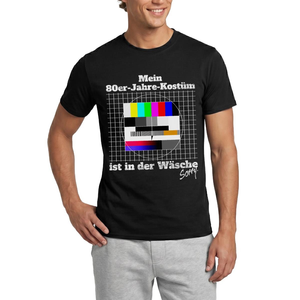 Spreadshirt T-Shirt Testbild 80er Jahre Kostüm In Der Wäsche Fasching Karneval Männer T-Sh (1-tlg)