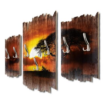 Kreative Feder Wandgarderobe Afrika, Dreiteilige Wandgarderobe aus Holz
