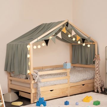 HOME DELUXE Kinderbett WOLKENLAND & STERNELAND 90 x 200 cm (inkl. Schubladen, Lattenrost & Rausfallschutz)