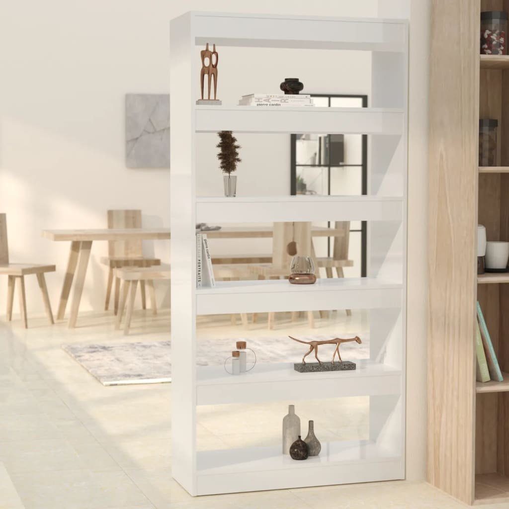 Holzwerkstoff, Bücherregal vidaXL 1-tlg. Hochglanz-Weiß 80x30x166cm Bücherregal/Raumteiler