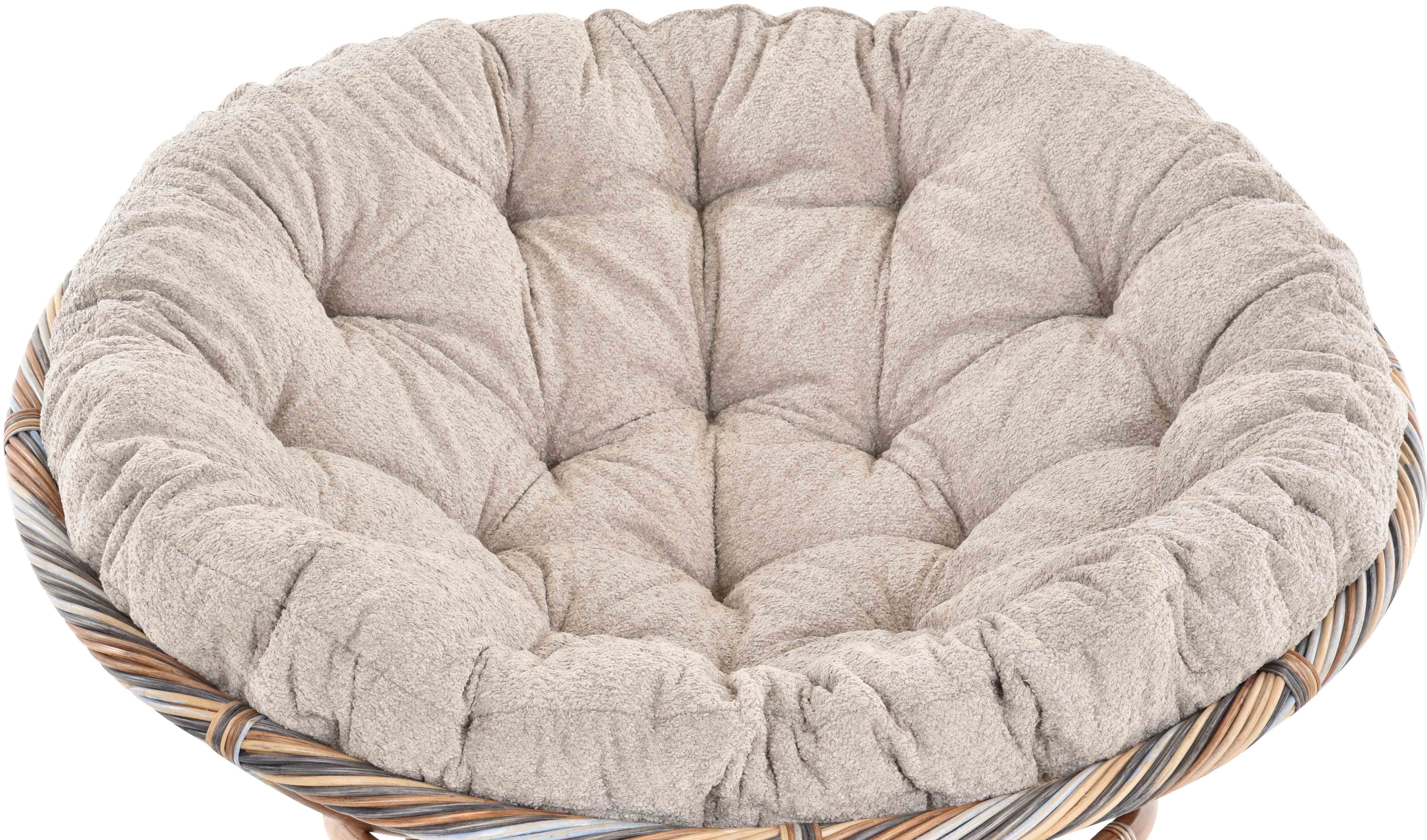 Krines Home XXL-Sessel Papasansessel XXL mit Kissen Relax Papasan Chair (120cm), Natur Rattan Liegesessel