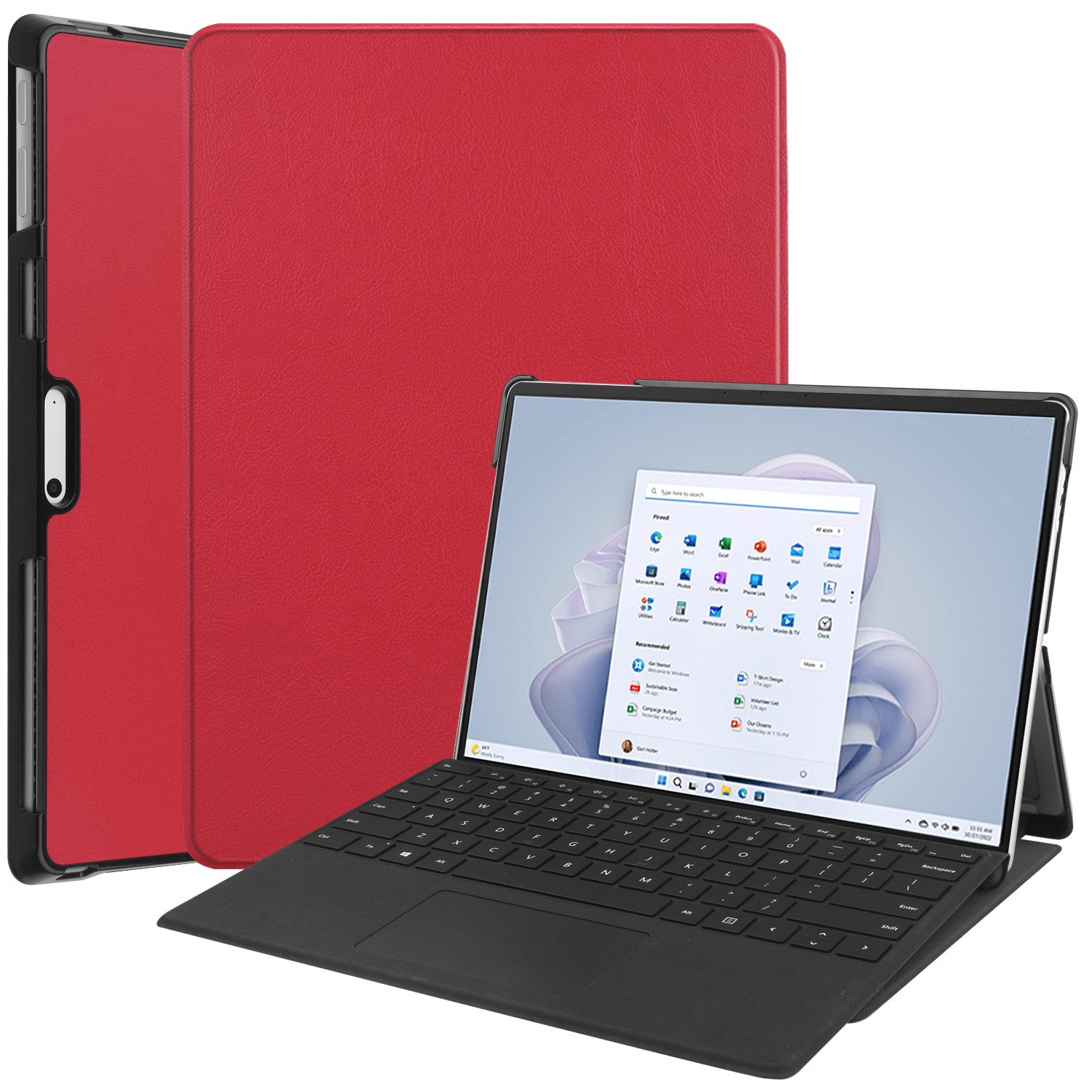 Lobwerk Tablet-Hülle Schutzhülle für Microsoft Surface Pro 9 Pro 10 Pro 11 2024 13 Zoll, Wake & Sleep Funktion, Sturzdämpfung, Aufstellfunktion