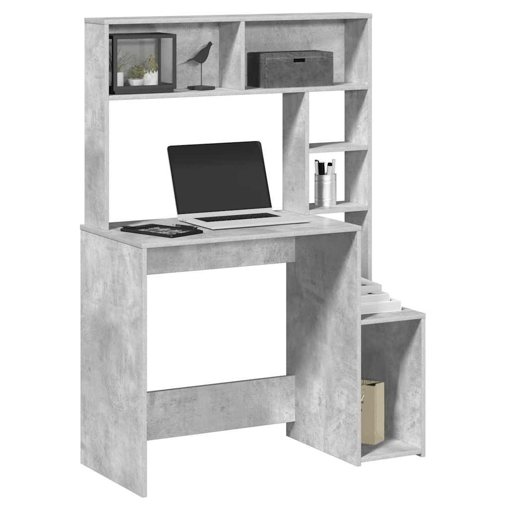 vidaXL Schreibtisch Schreibtisch mit Regal Betongrau 100x45x140 cm Holzwerkstoff