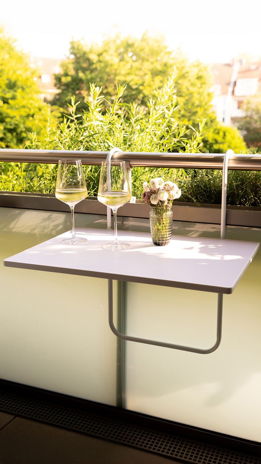 BURI Gartentisch Balkon Klapptisch weiß Balkontisch Gartentisch Hängetisch Campingtisch