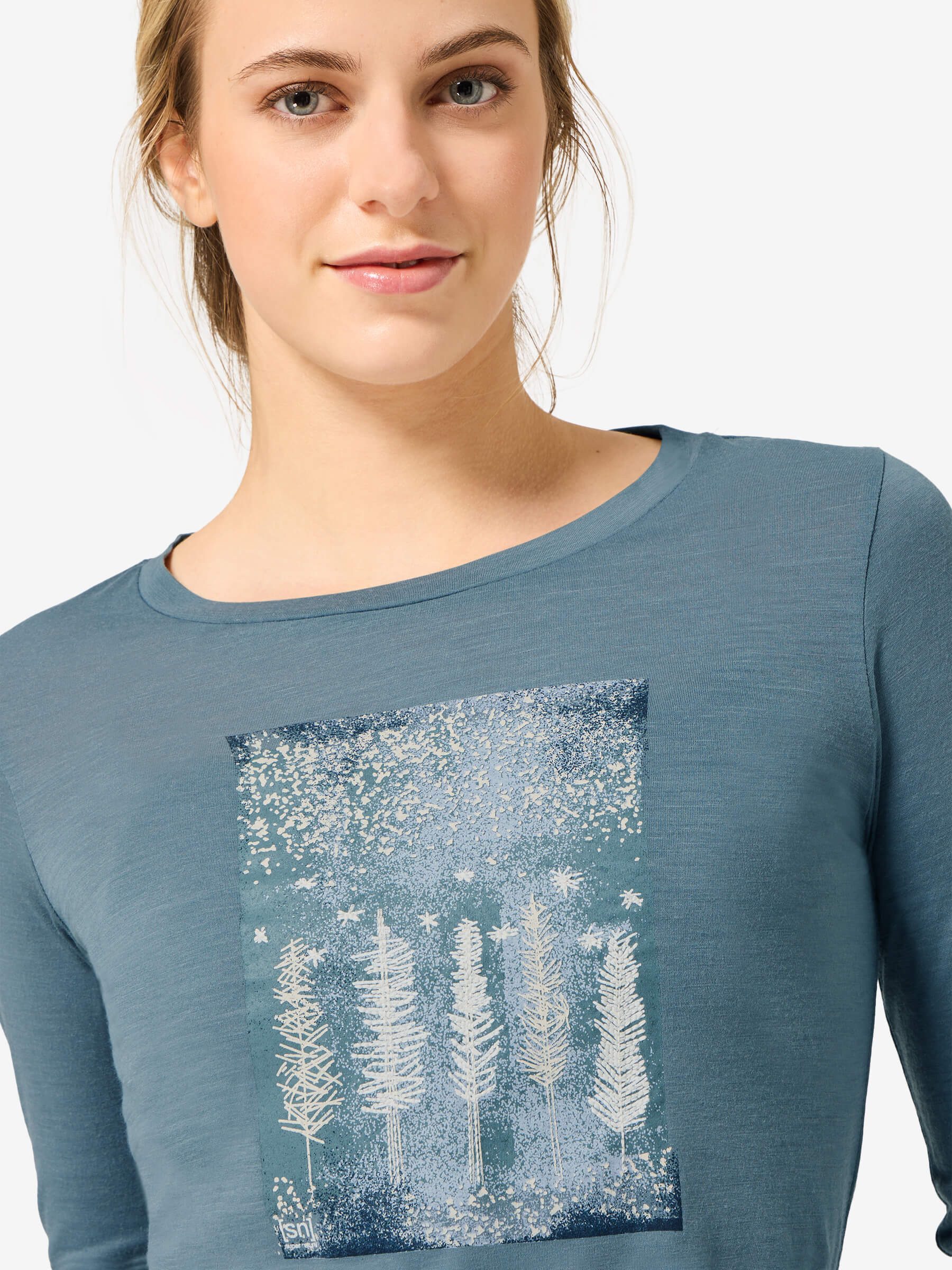 SUPER.NATURAL Langarmshirt für Damen,Merino W WINTERY LS mit Sport-Motiv, atmungsaktiv