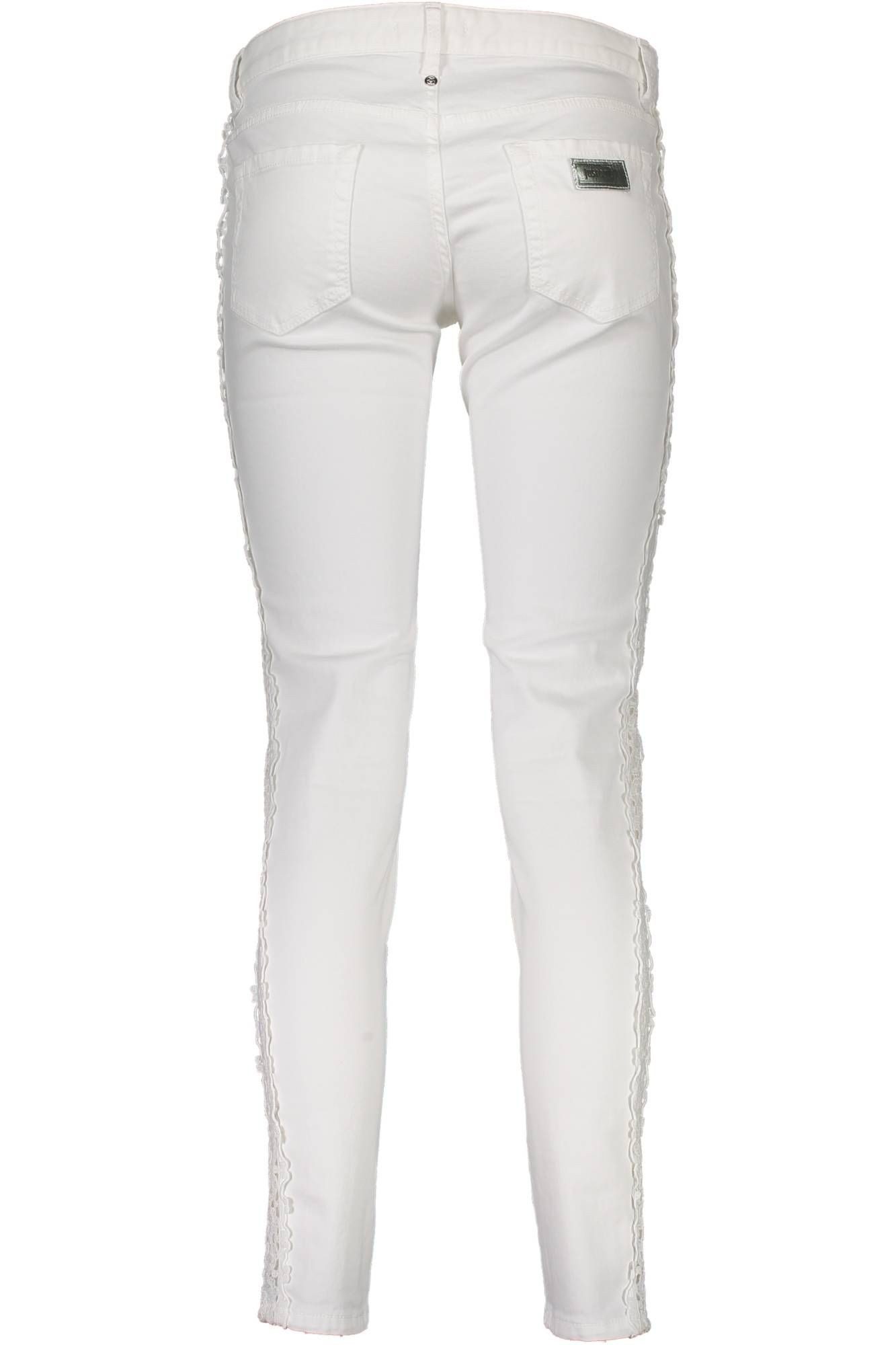 Just Cavalli 5-Pocket-Hose Elegante Damenhose Weiß mit Taschen & Einsätzen - Stilvolle Details