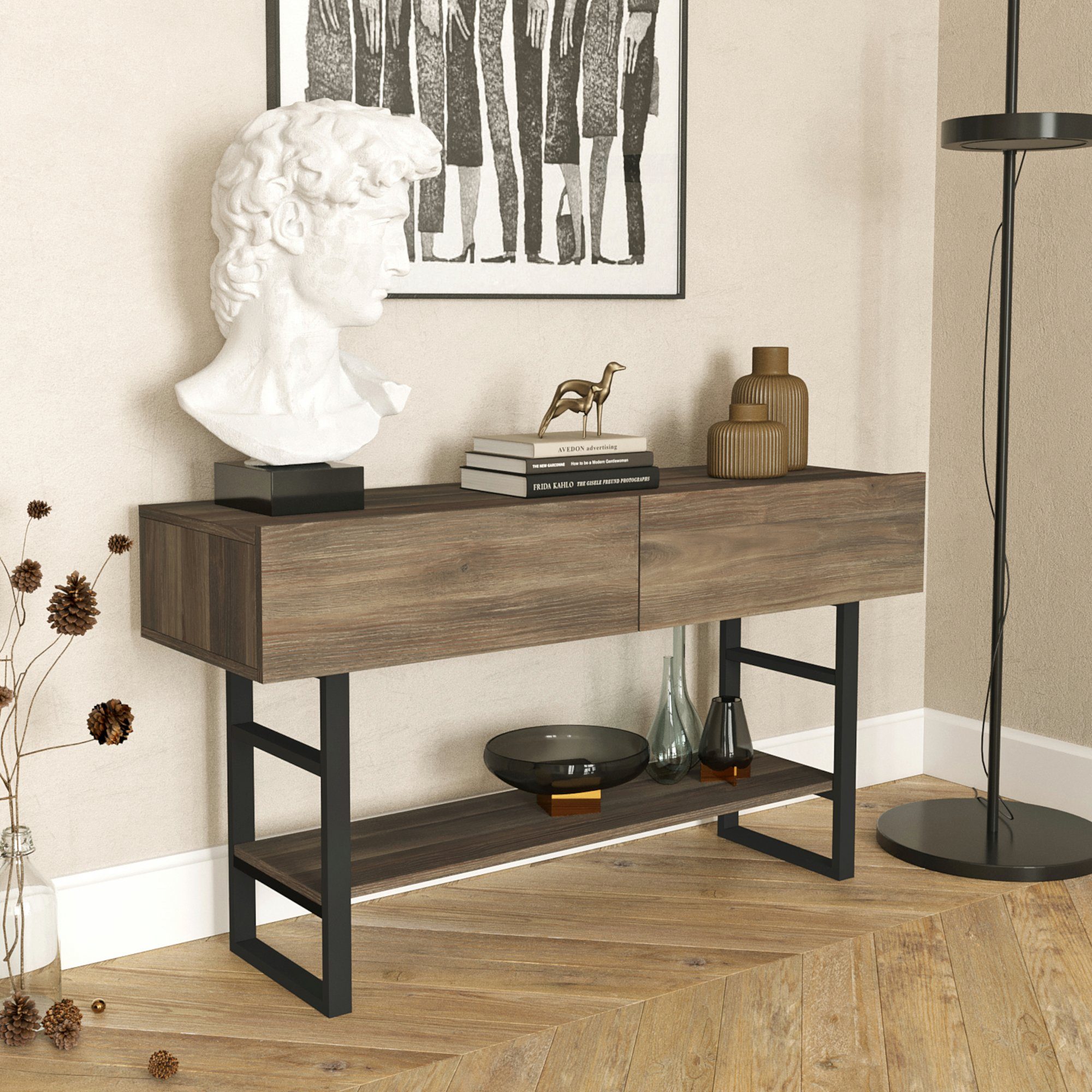 en.casa Konsolentisch, »Lappeenranta« Beistelltisch 76x139x43cm Eiche günstig online kaufen