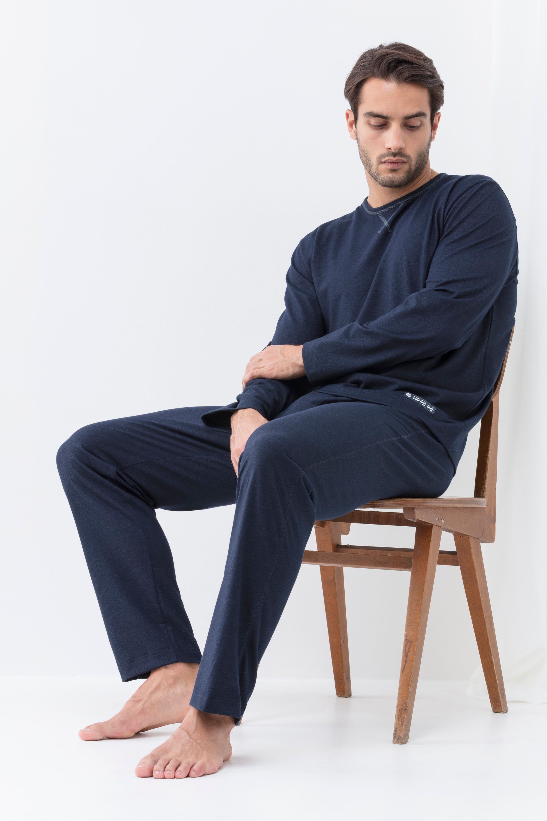 uni Blue (1-tlg) Pyjamaoberteil Mey Serie Yacht Zzzleepwear