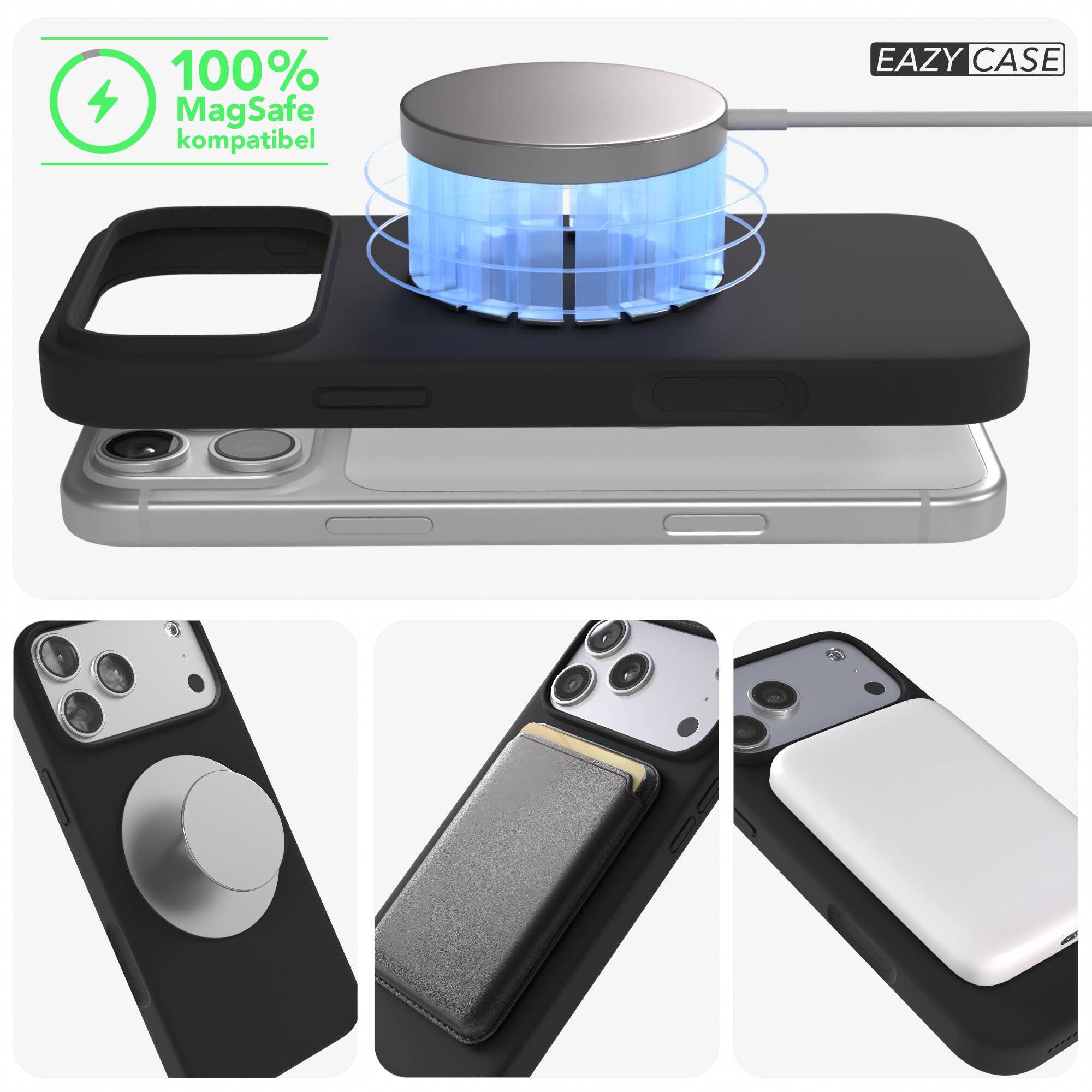 EAZY CASE Handyhülle für Apple iPhone 17 Pro Max Hülle Silikon 6,9 Zoll, Cover kompatibel mit Qi Magsafe Bumper Silicon Case kratzfest Schwarz – Bild 5 von 5