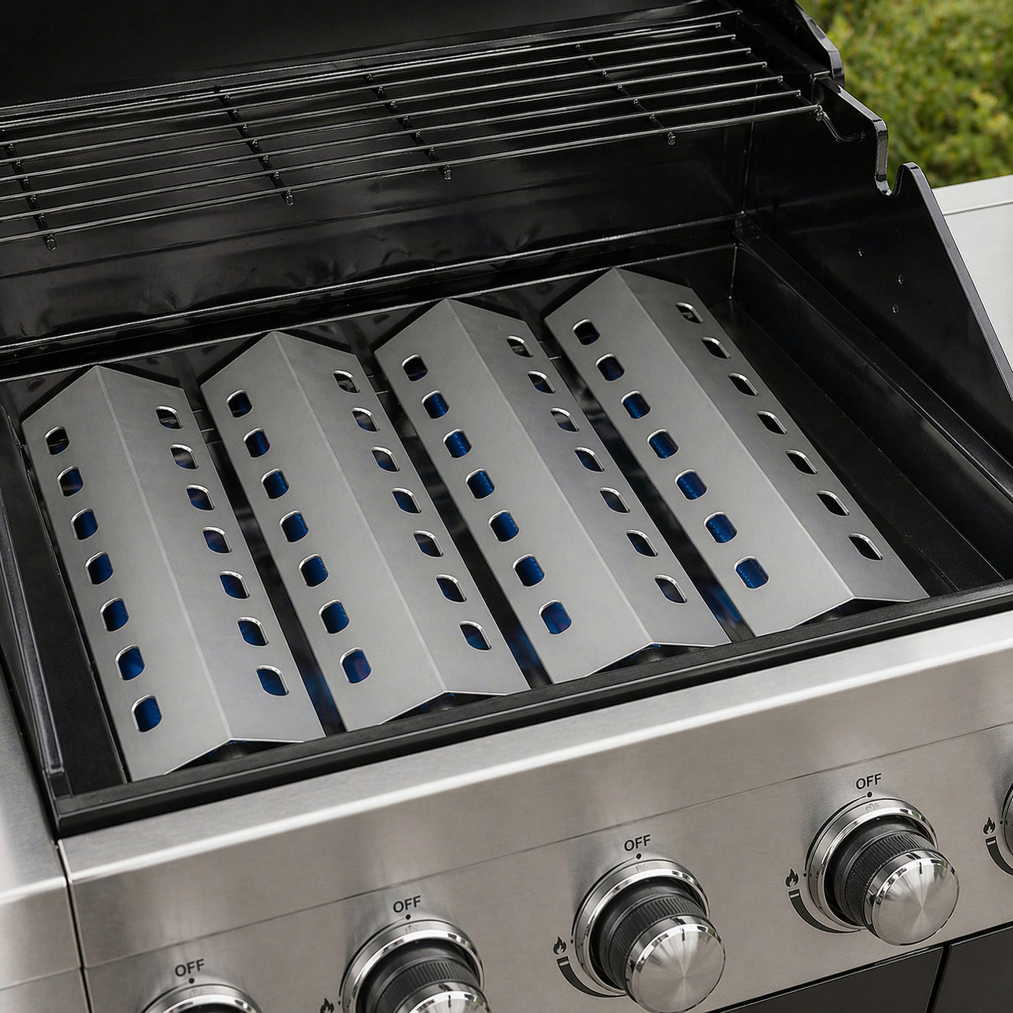 BBQ-Toro Gasgrill-Brenner Edelstahl Brennerabdeckung für Gasgrill (4 Stück), 41 x 14 cm, Einfache Reinigung – Bild 2 von 3