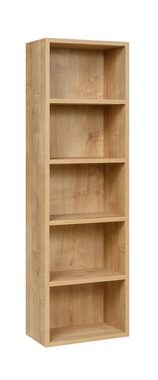 Furni24 Bücherregal Bücherregal mit 5 Fächern, Saphir Eiche Dekor, 40x24x132 cm