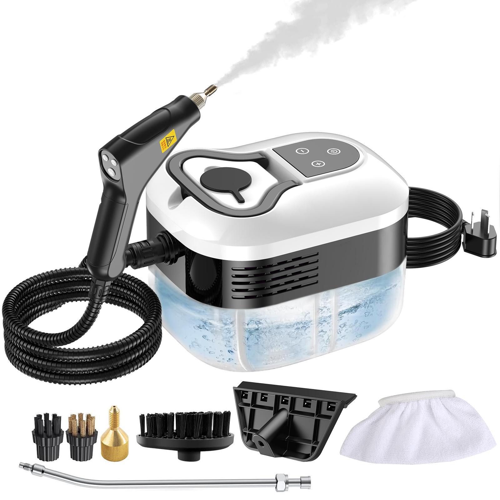 YADIMI Handdampfreiniger 1500W Tragbarer Dampfreiniger mit 1200 ml Wassertank, 1500 W, 6-stufige Leistungsregelung und 3 Bürstenköpfen, Dampfreiniger für Böden, Küche, Fenster, Badezimmer und Auto
