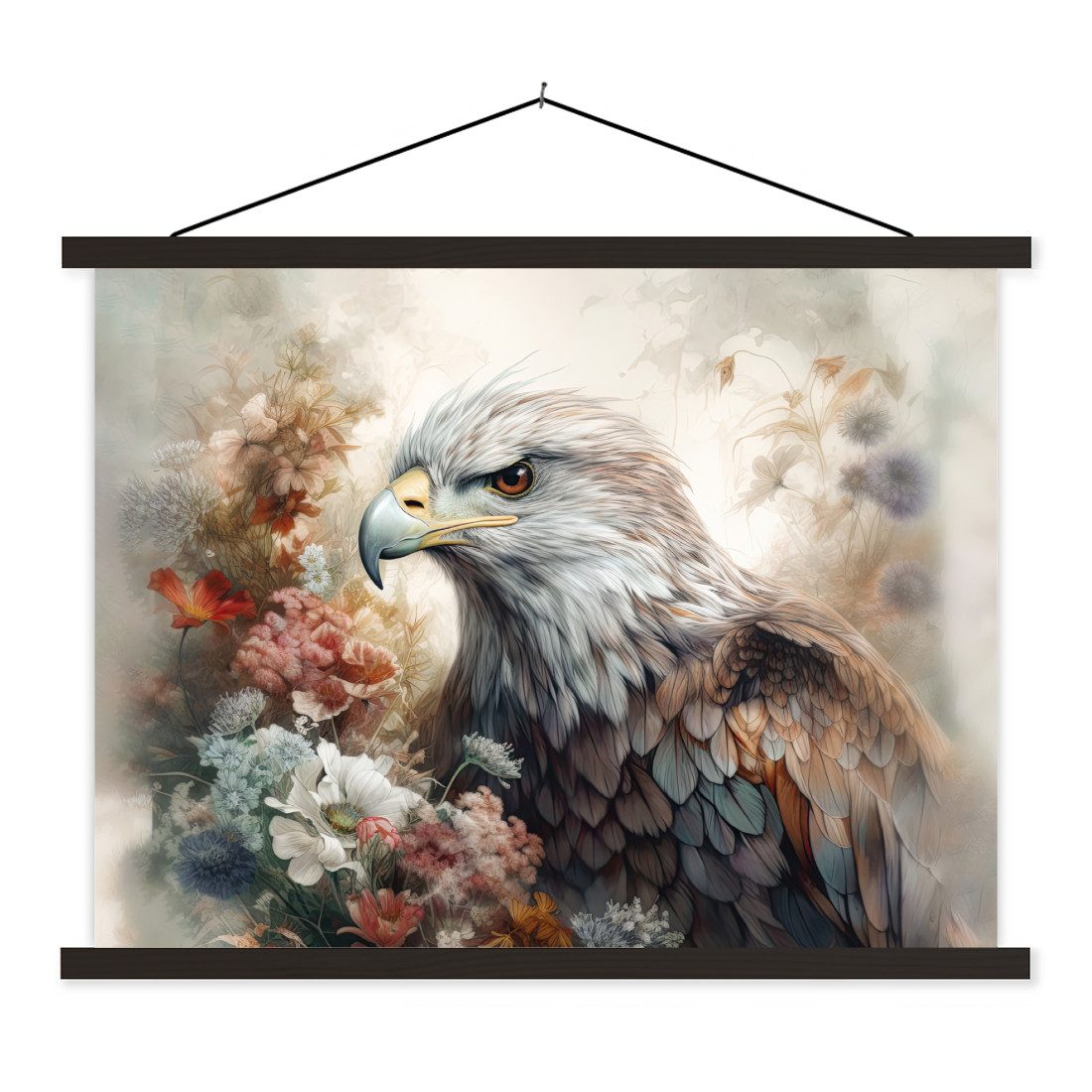 Poster Adler - Adler - Vogel - Blumen - Natur