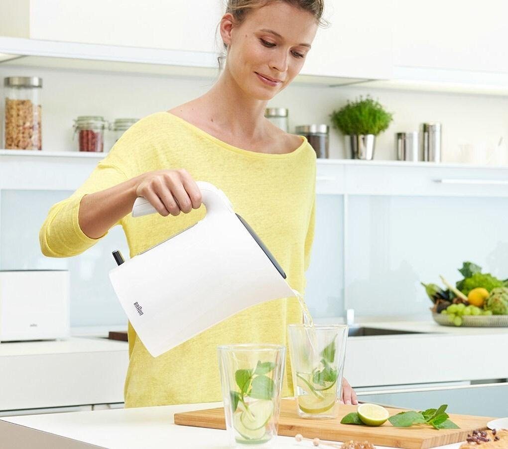 Braun Wasserkocher PurEase WK 3110 WH, 1.7 l, 3000 W, zwei Wasserstandsanzeigen, Schnellkochsystem
