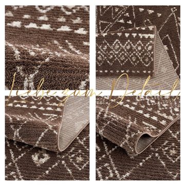 Hochflor-Teppich Bohoteppich - Indianisches Muster Ethno - Cream Hochflor, payé, Rechteckig, Höhe: 10 mm