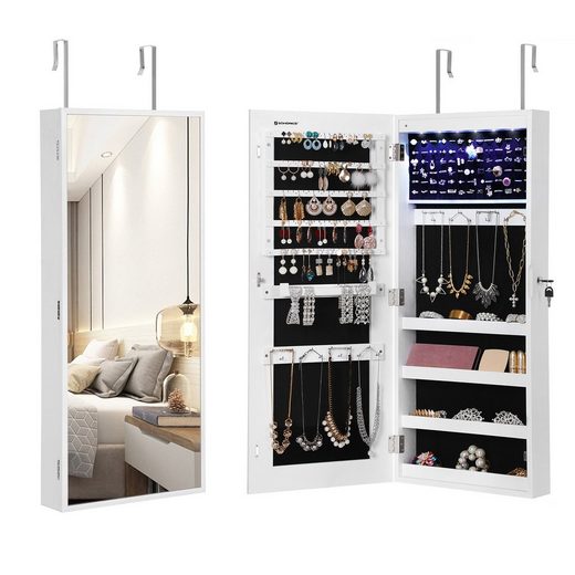 SONGMICS Schmuckschrank »JBC93W JJC65WT« Spiegelschrank hängend, mit