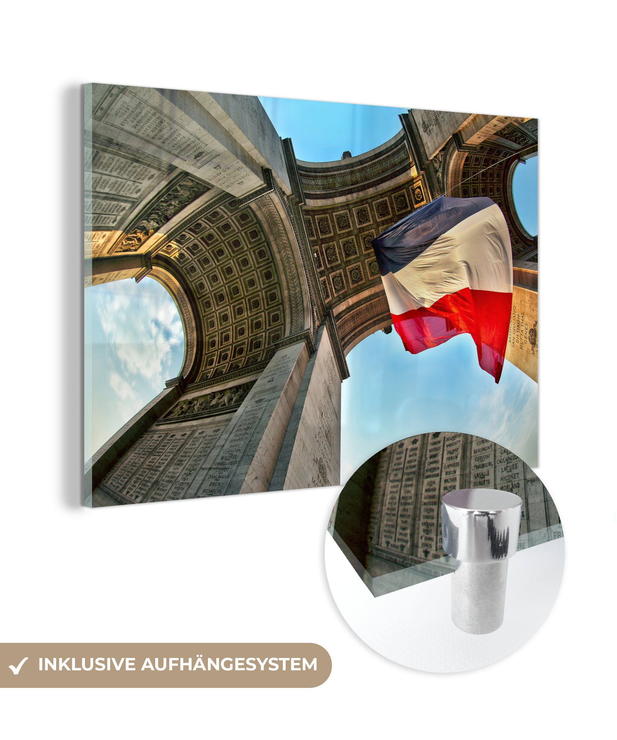 MuchoWow Acrylglasbild Die Unteransicht des Triumphbogens in Paris, (1 St), Acrylglasbilder Wohnzimmer & Schlafzimmer