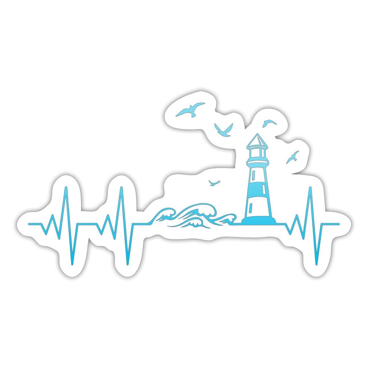 Spreadshirt Aufkleber Küste Meer Leuchtturm Herschlag EKG Moin Sticker Aufkleber