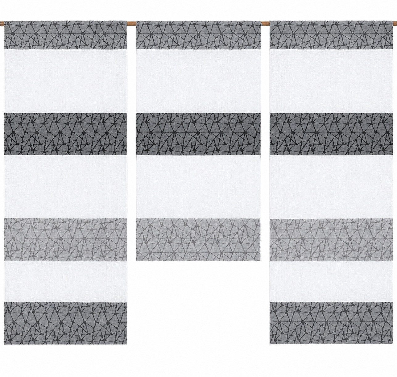 Clever-Kauf-24 Scheibengardine Mini Flächenvorhang Set grau (3 St), Stangendurchzug, halbtransparent
