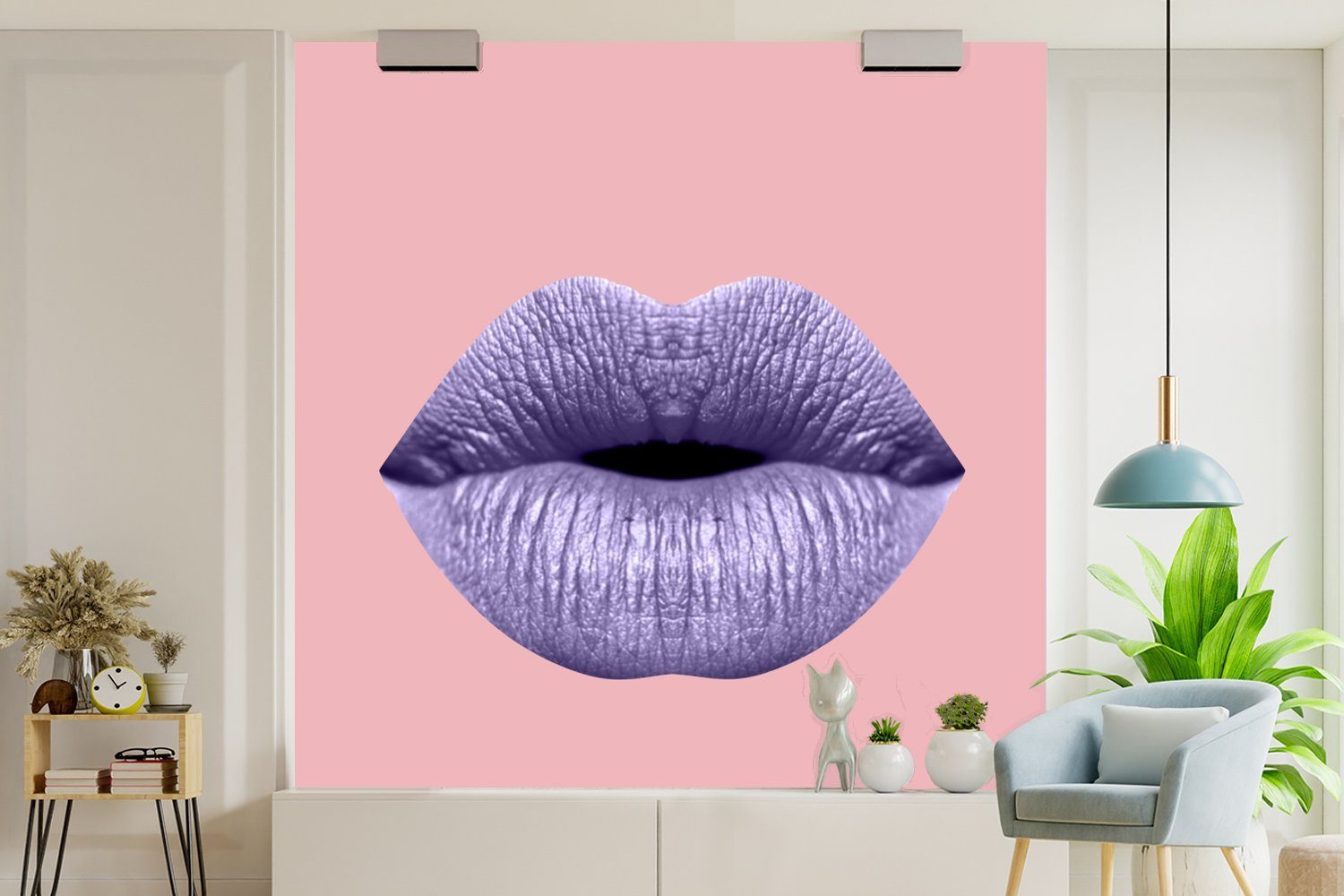 St), - oder (5 Tapete Lippen - Wandtapete bedruckt, Rosa, Wohnzimmer für MuchoWow Matt, Fototapete Schlafzimmer, Vinyl Pastell