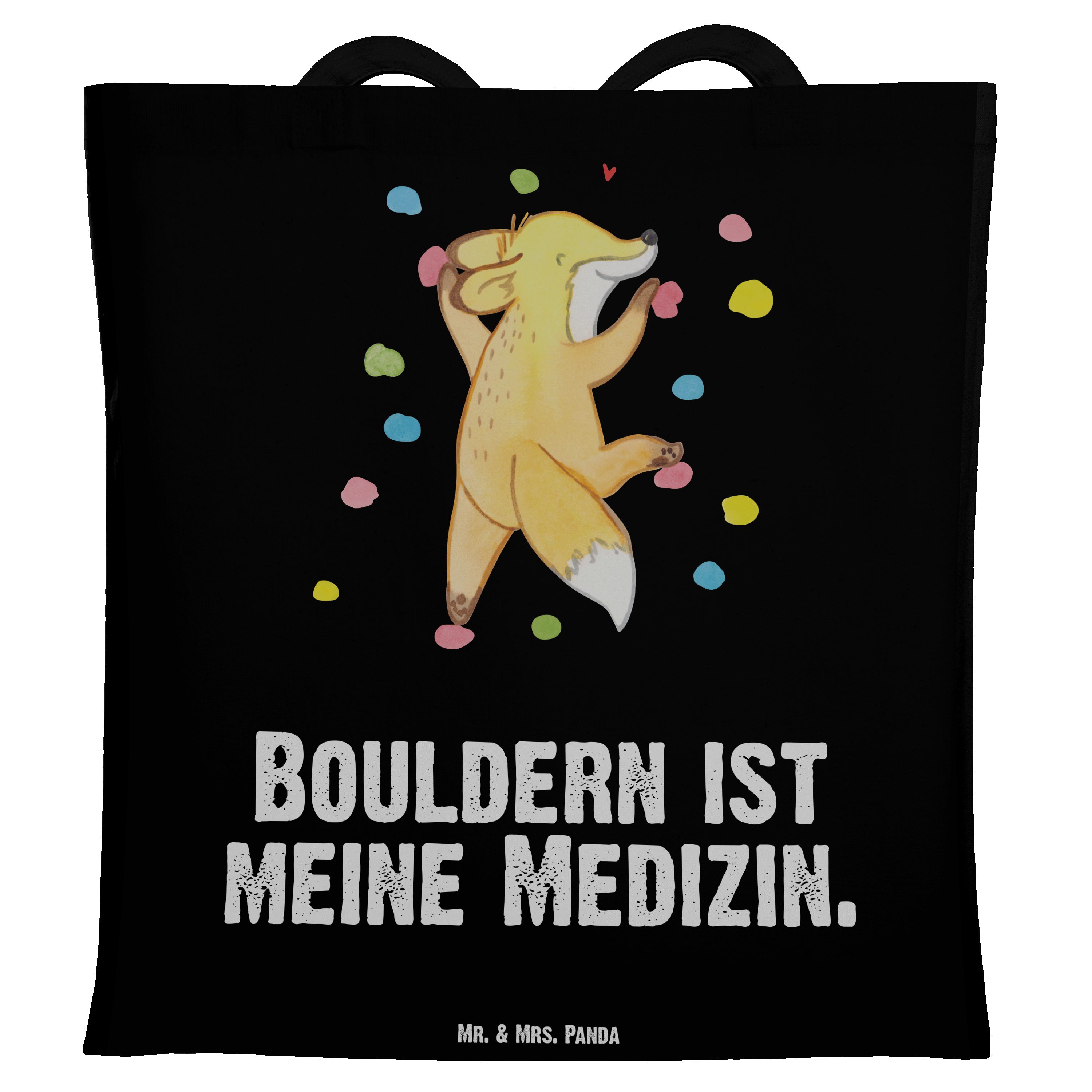 Panda Bouldern Schwarz & - Medizin Mr. Geschenk, Tragetasche (1-tlg) Gewinn, Mrs. Dank - Jutebeutel, Fuchs