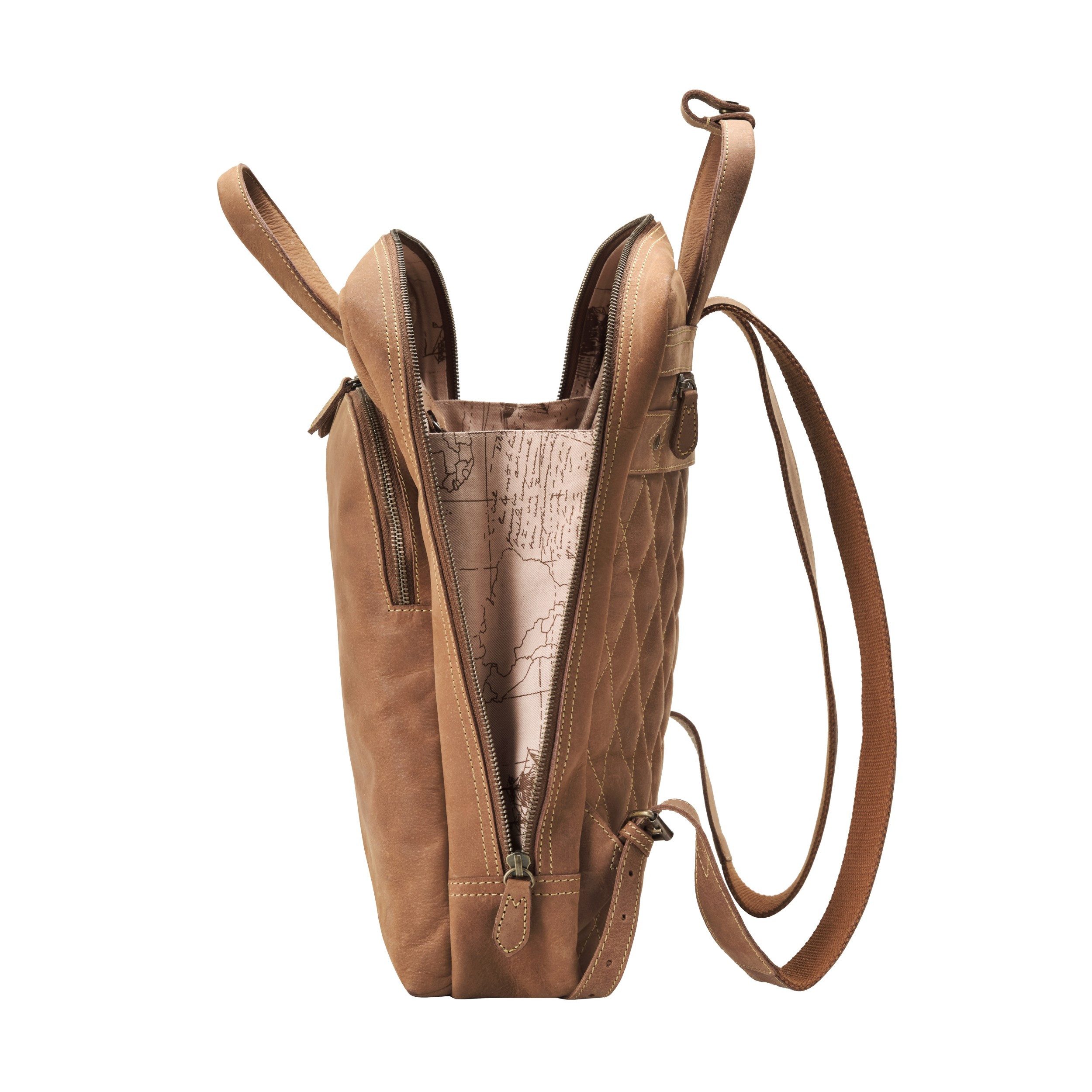 DRAKENSBERG Laptoprucksack »Porter« Havanna-Braun, Arbeits- und Business-Rucksack, 16" Laptopfach, Kofferbefestigung